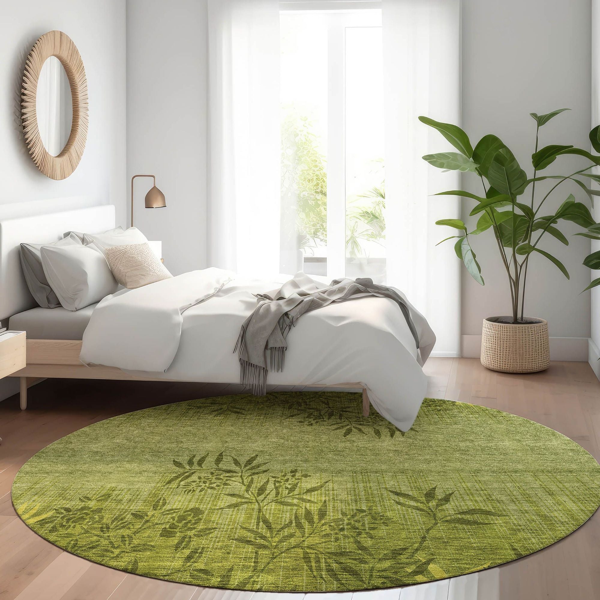 Machine Made ACN673 Olive Green Rugs #color_olive green