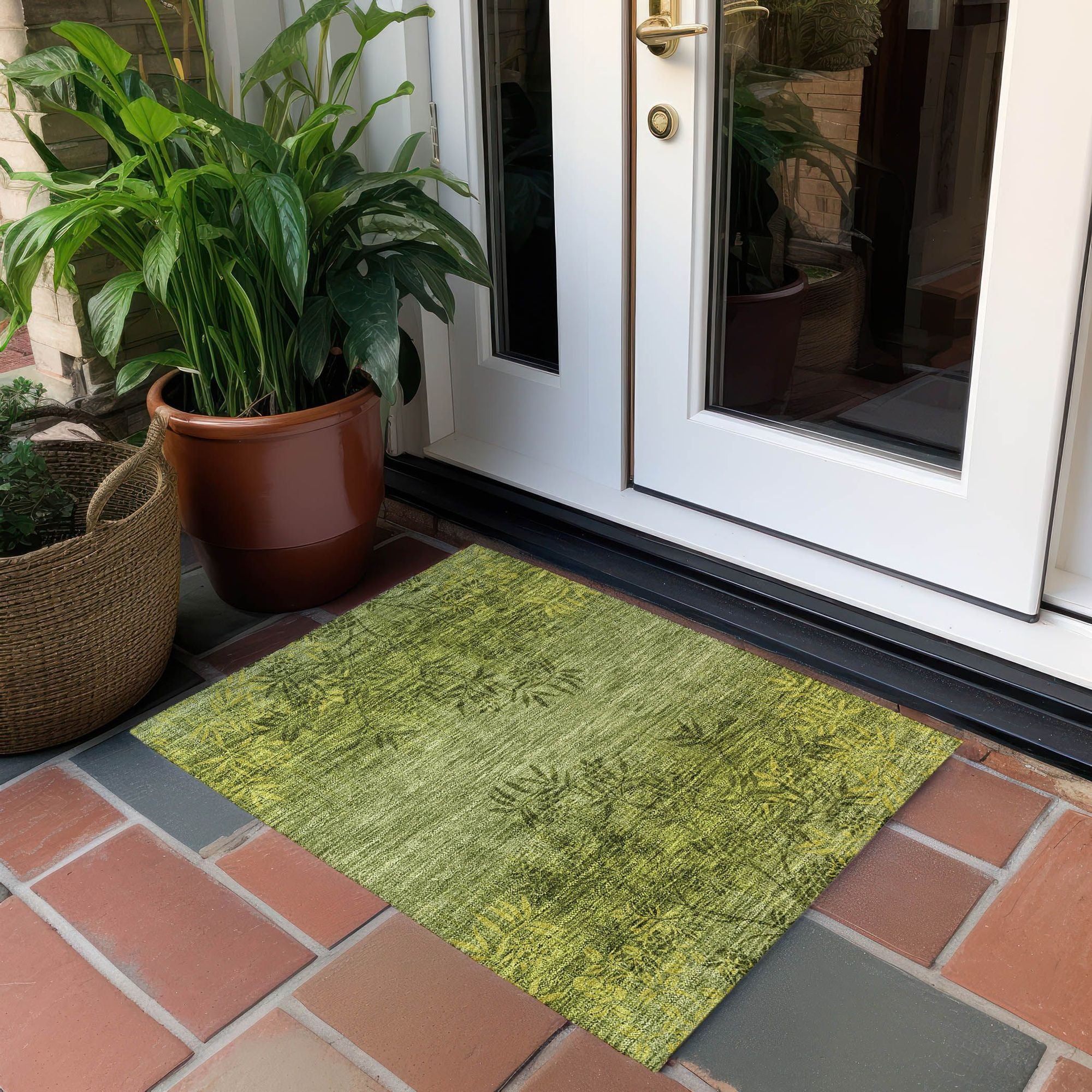 Machine Made ACN673 Olive Green Rugs #color_olive green