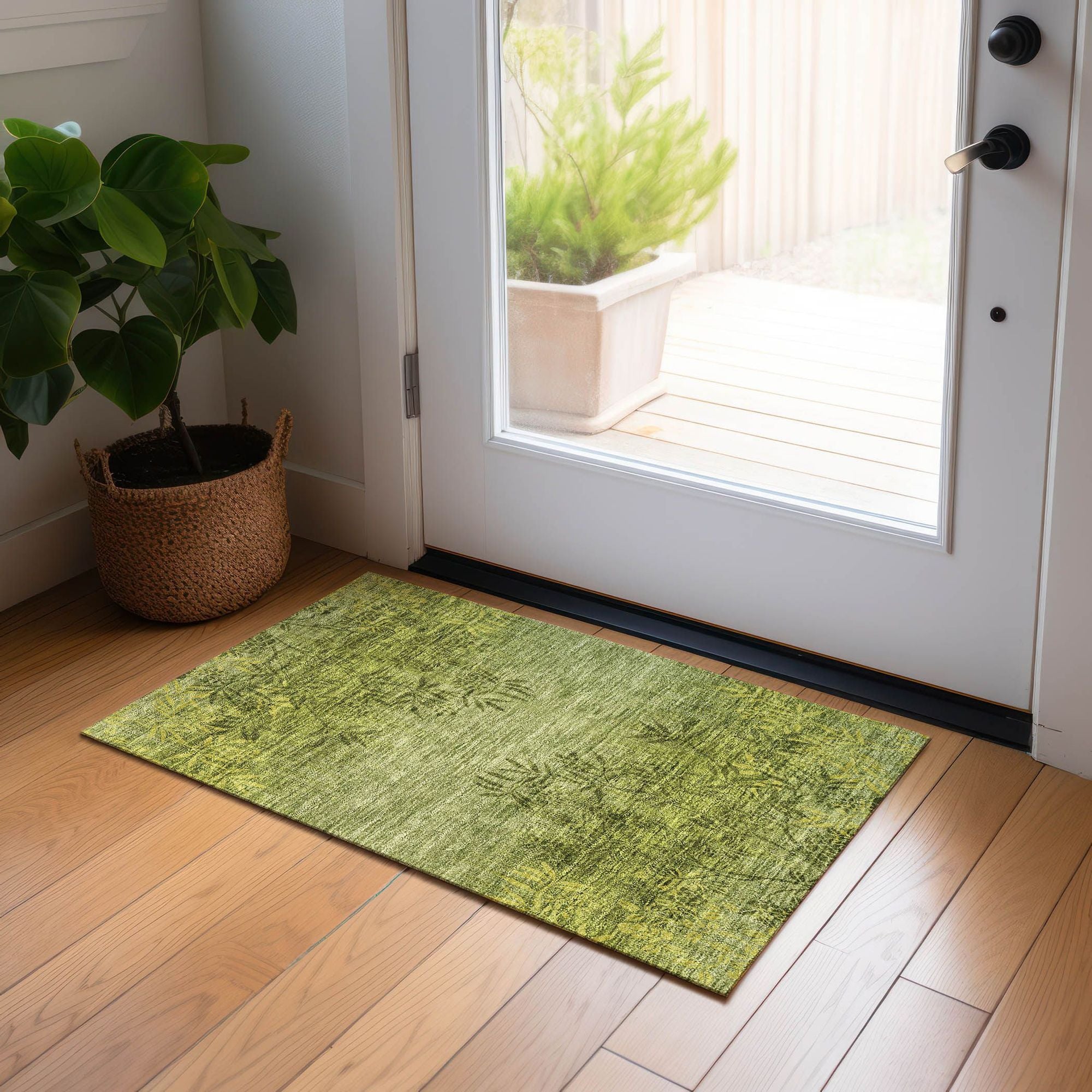 Machine Made ACN673 Olive Green Rugs #color_olive green