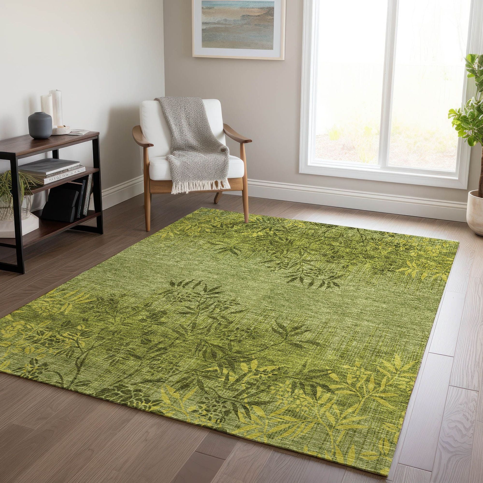 Machine Made ACN673 Olive Green Rugs #color_olive green