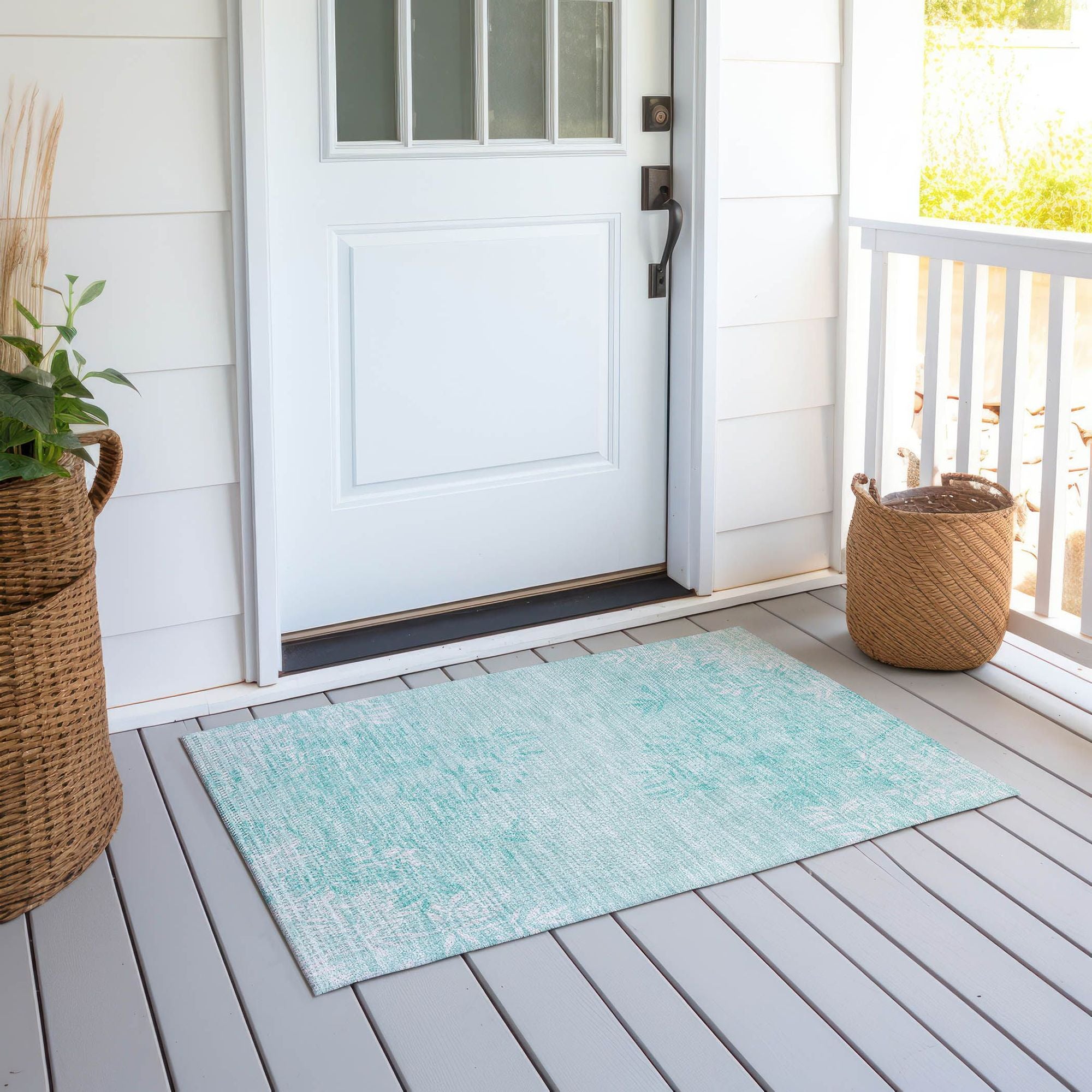 Machine Made ACN673 Teal  Rugs #color_teal 