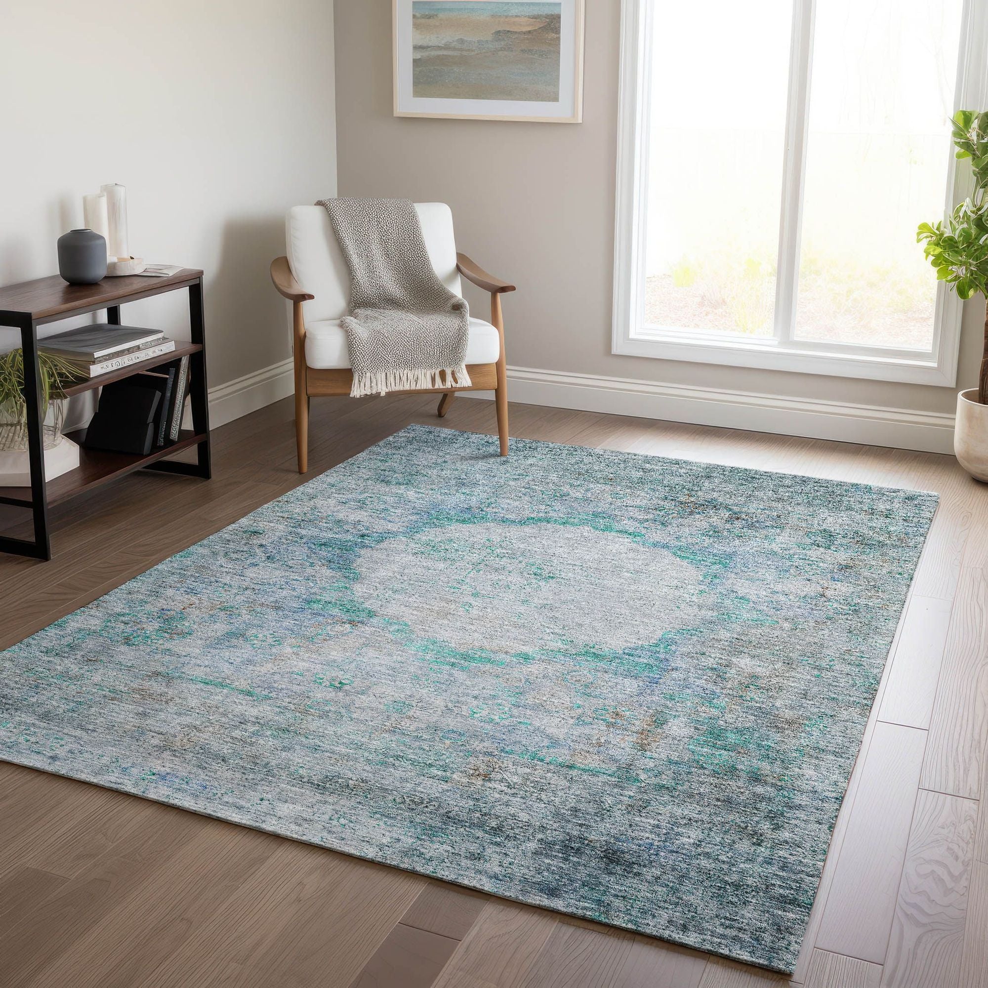 Machine Made ACN675 Teal  Rugs #color_teal 