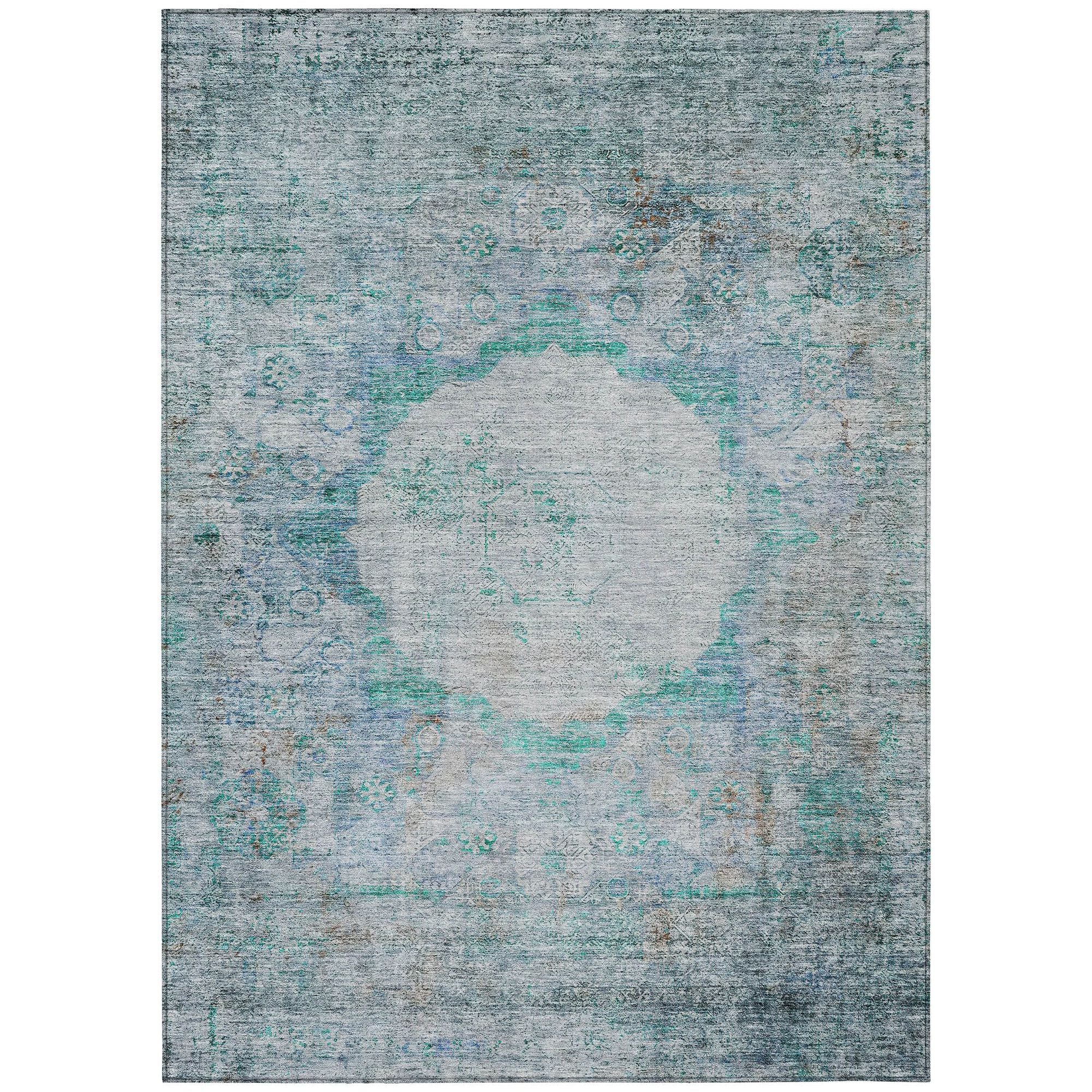 Machine Made ACN675 Teal  Rugs #color_teal 