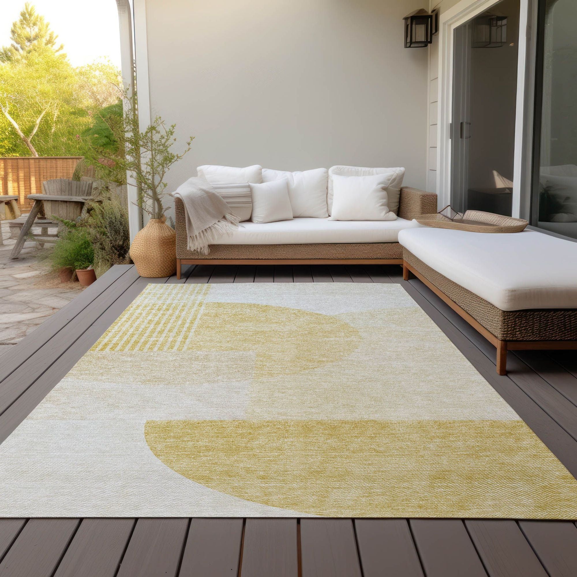 Machine Made ACN678 Gold  Rugs #color_gold 