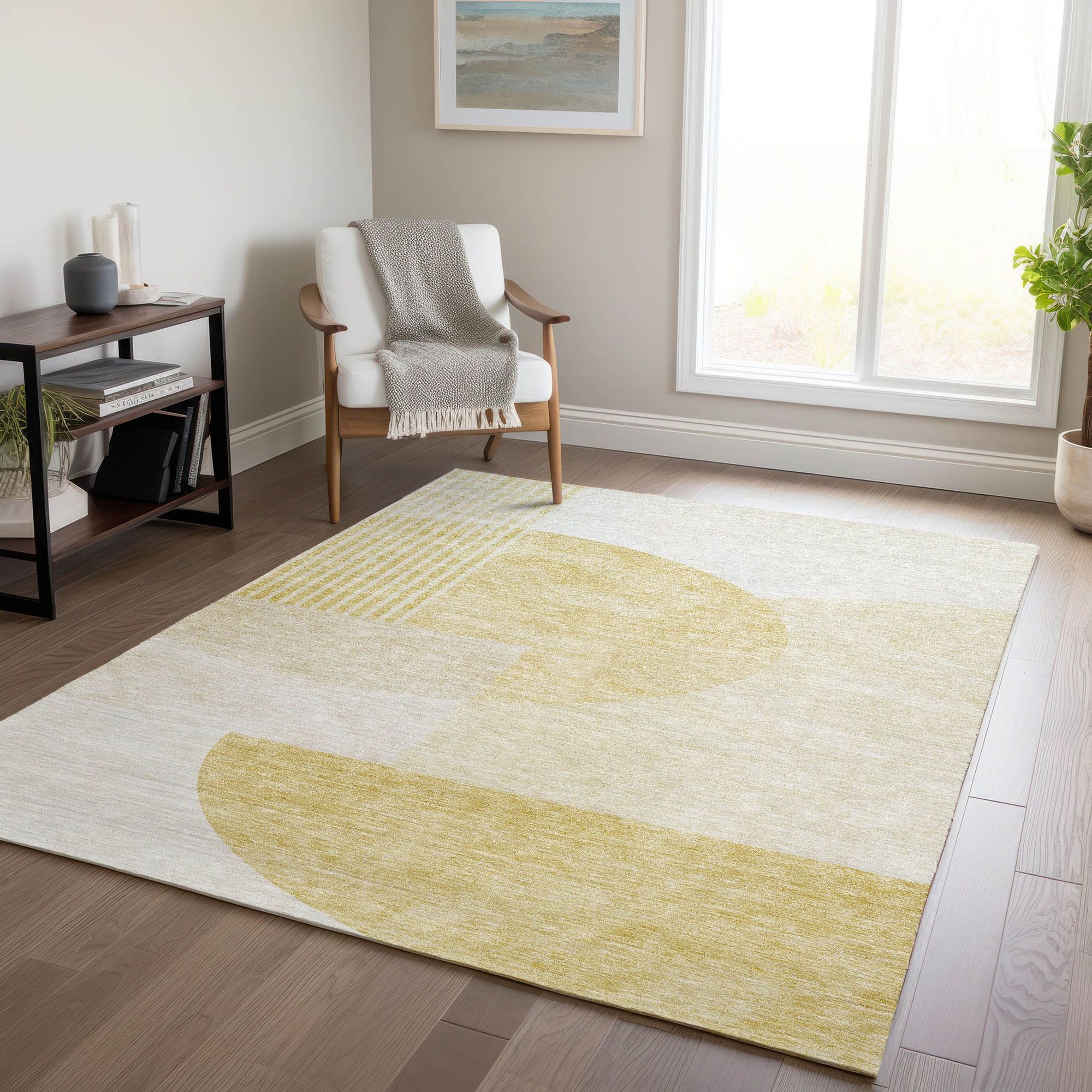 Machine Made ACN678 Gold  Rugs #color_gold 