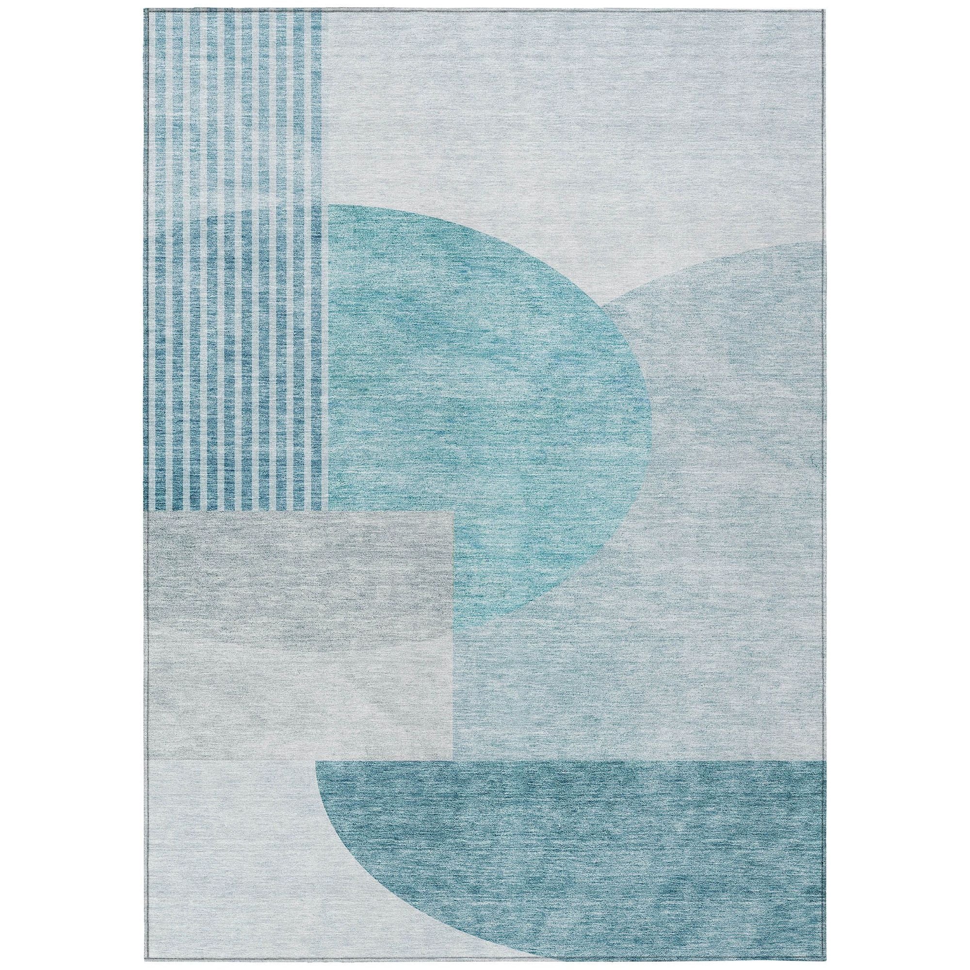 Machine Made ACN678 Teal  Rugs #color_teal 