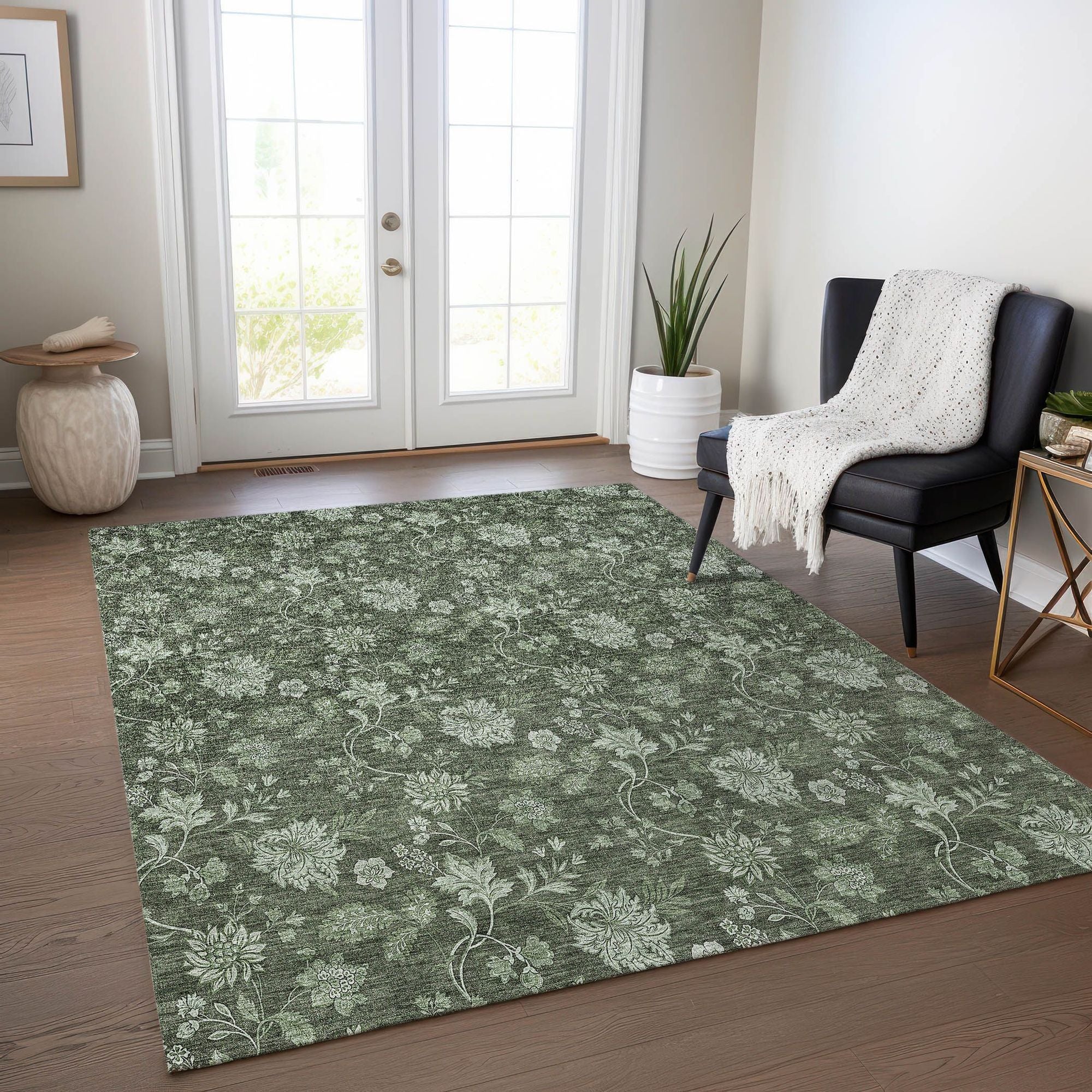 Machine Made ACN680 Olive Green Rugs #color_olive green