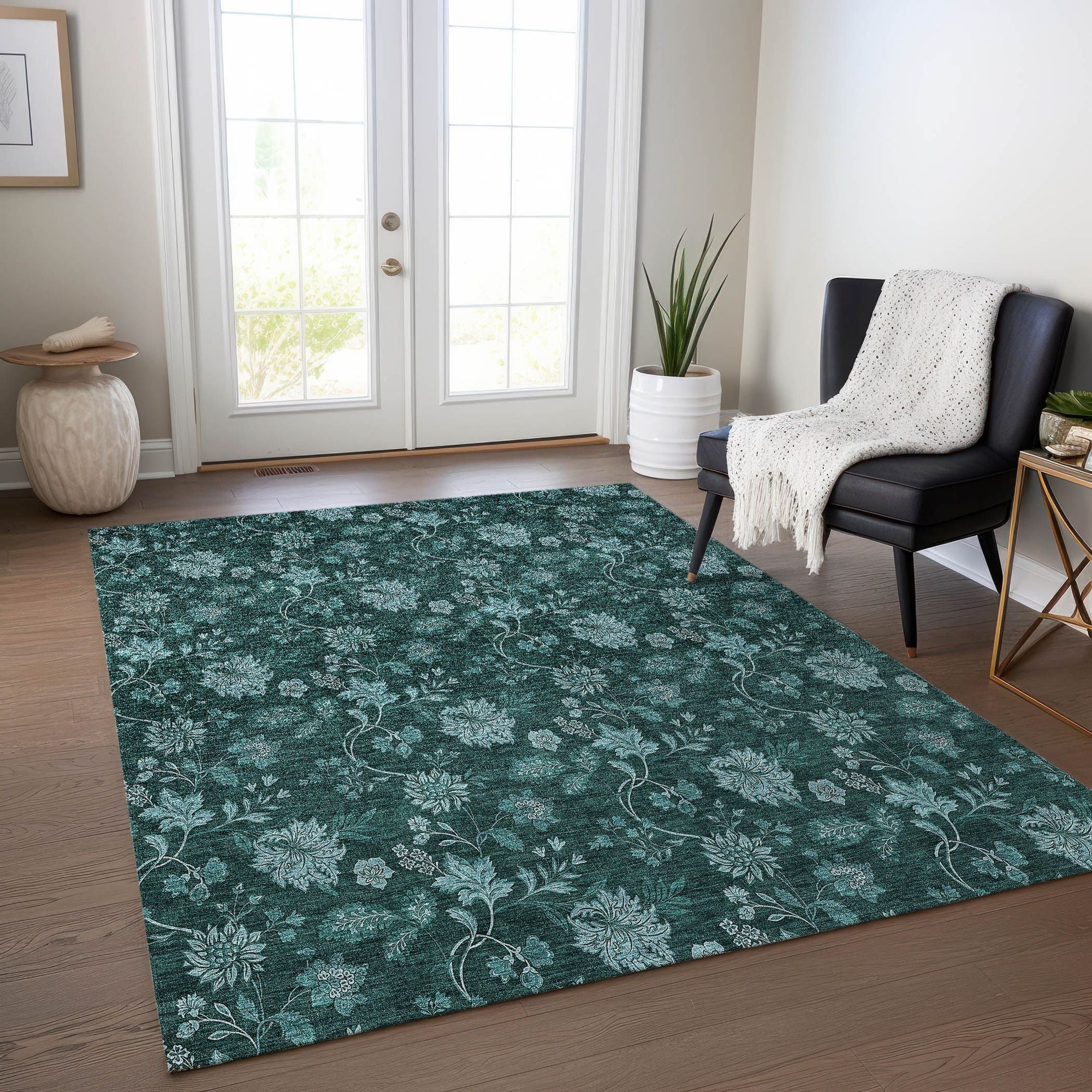 Machine Made ACN680 Teal  Rugs #color_teal 