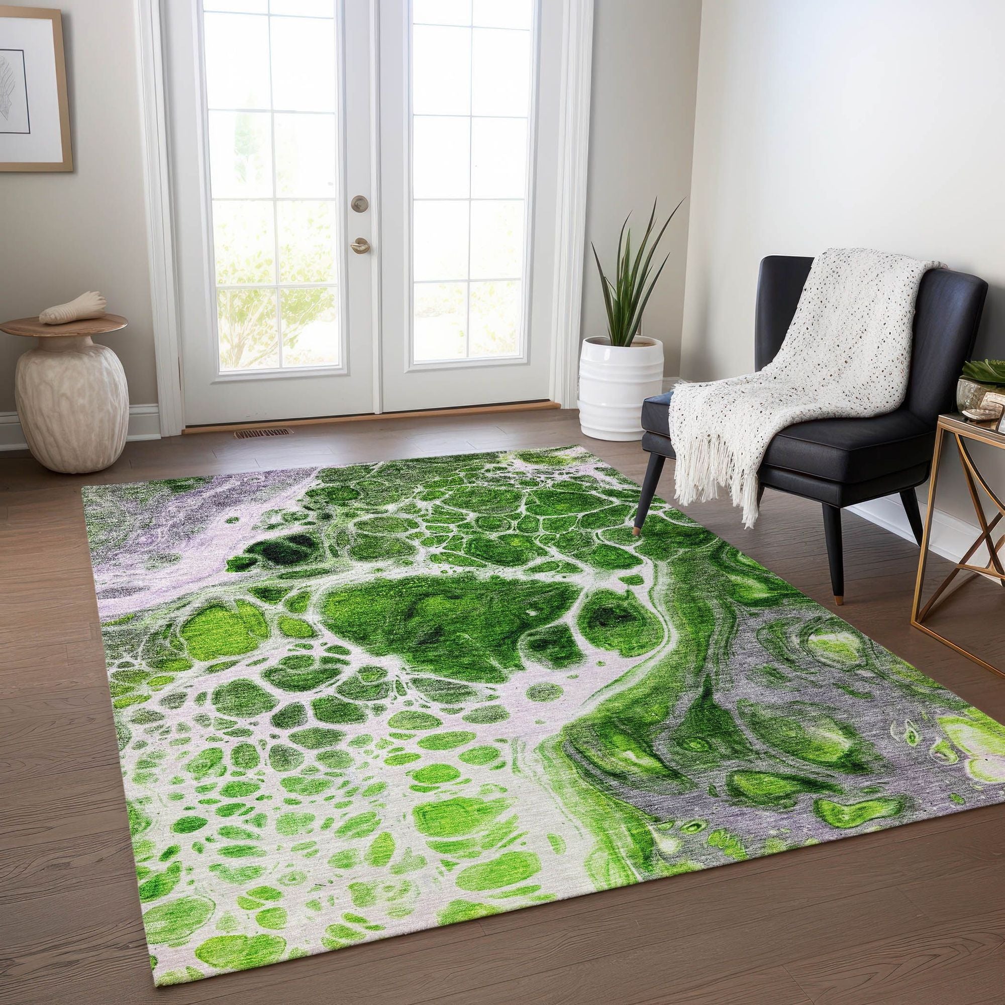 Machine Made ACN682 Lime Green Rugs #color_lime green