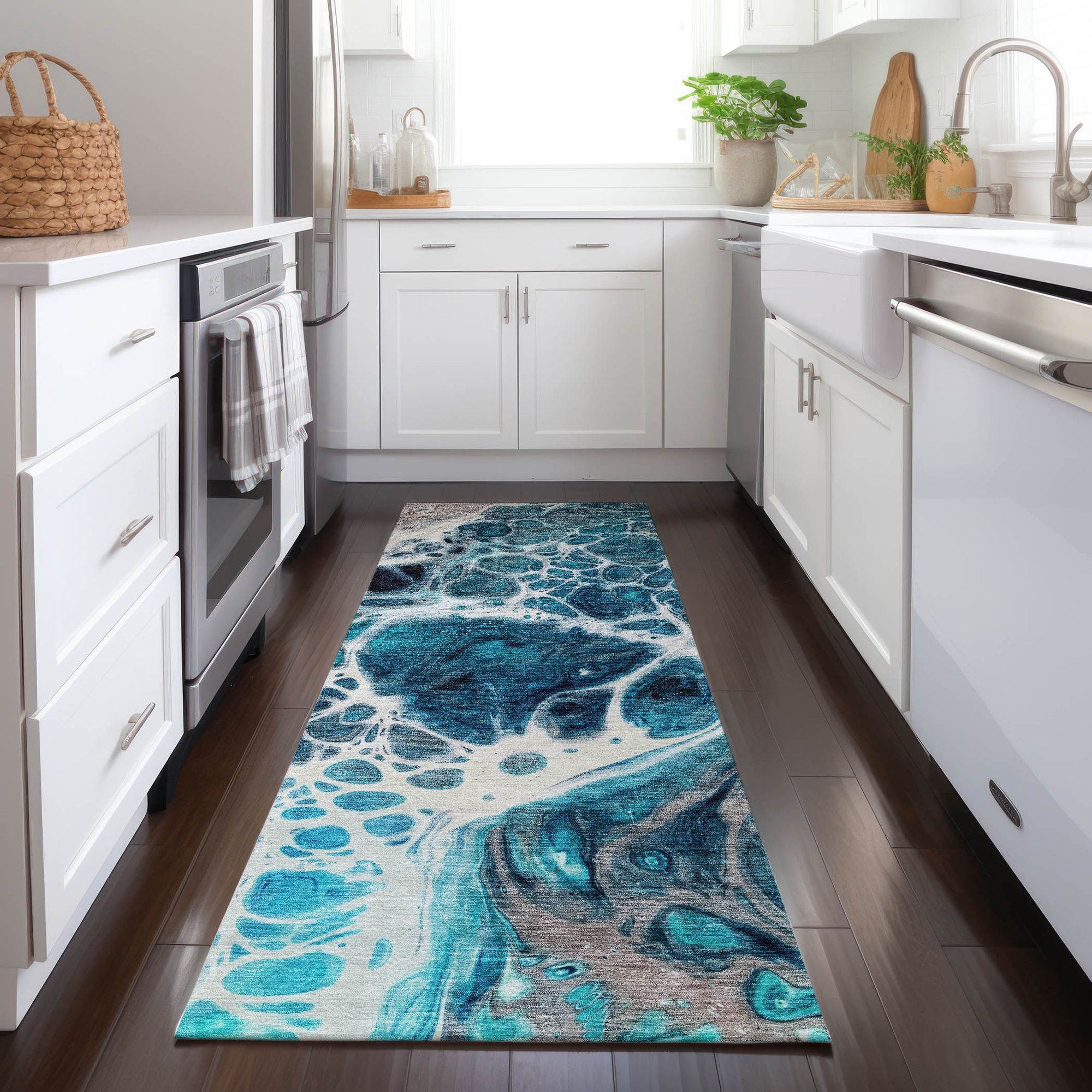 Machine Made ACN682 Teal  Rugs #color_teal 