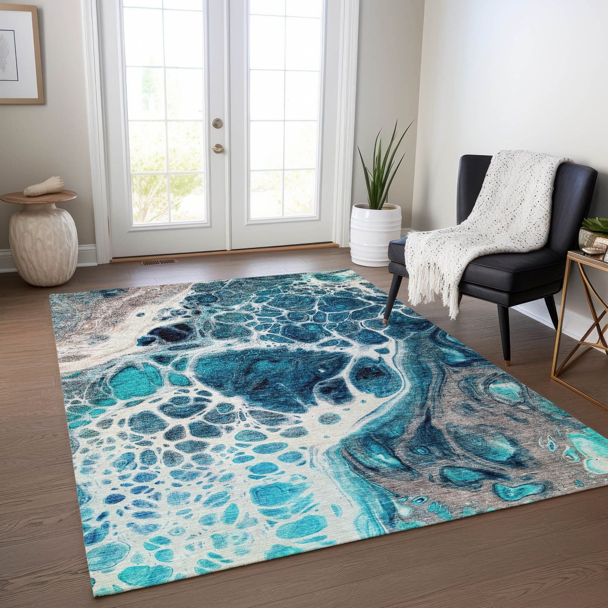 Machine Made ACN682 Teal  Rugs #color_teal 