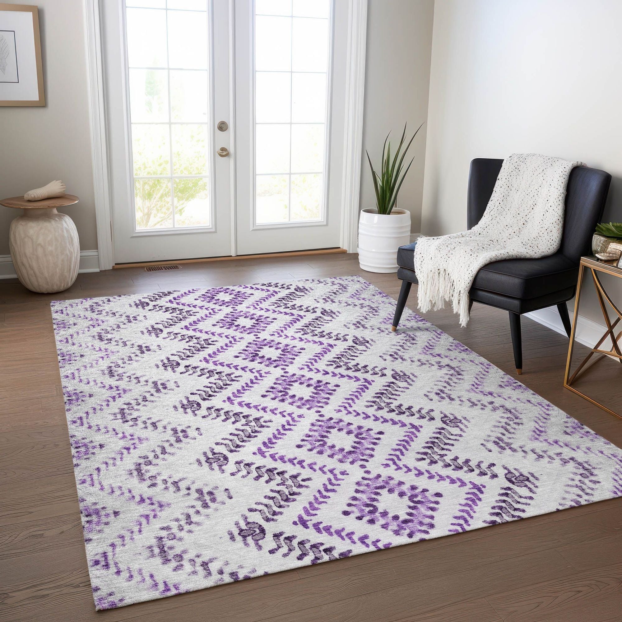 Machine Made ACN684 Purple  Rugs #color_purple 