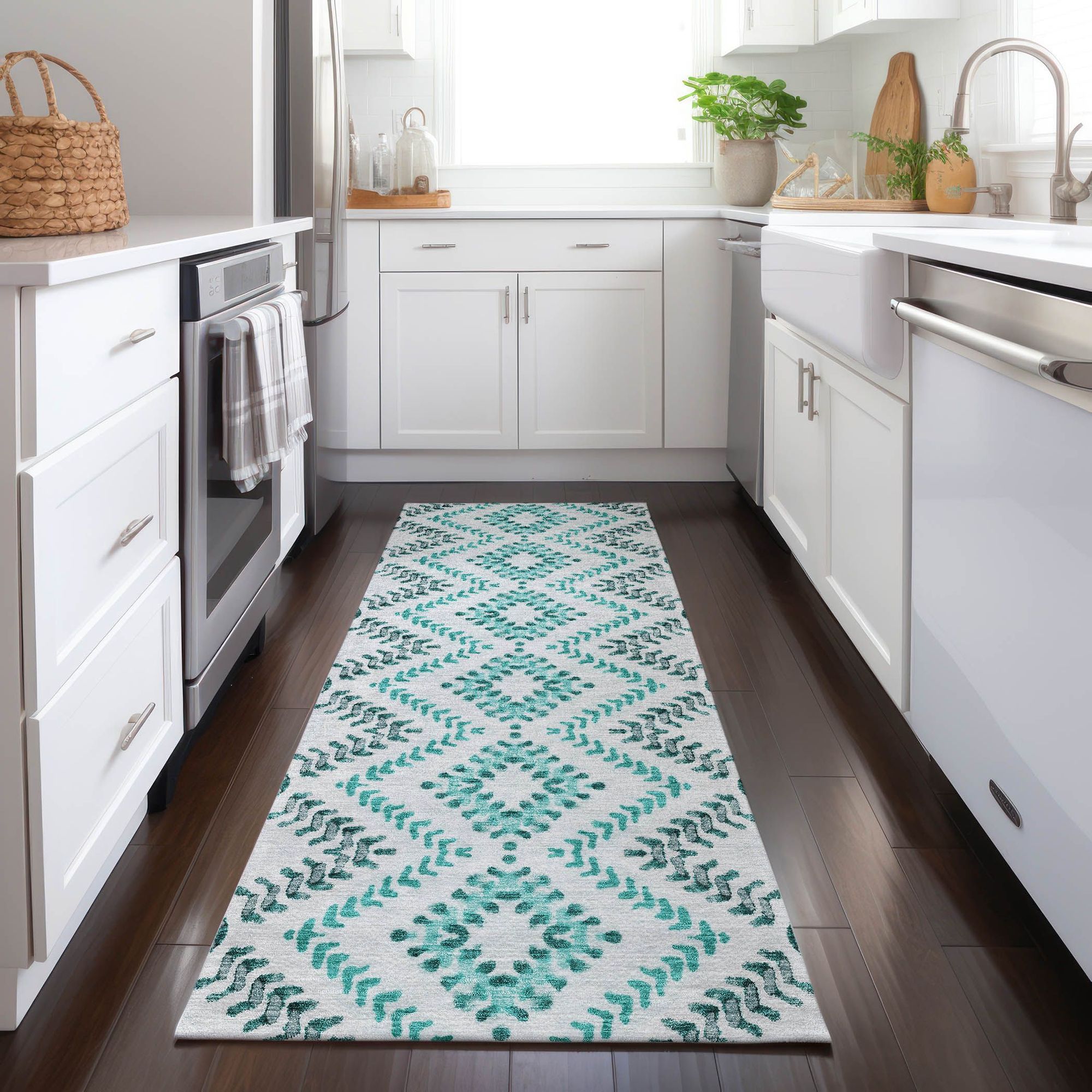 Machine Made ACN684 Teal  Rugs #color_teal 