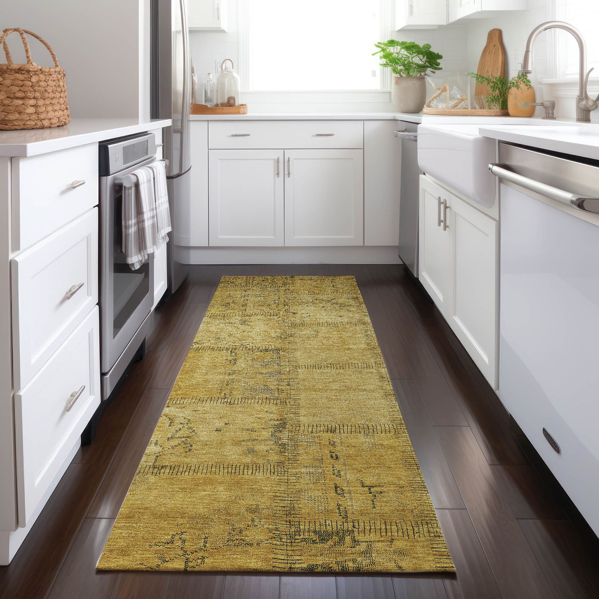 Machine Made ACN685 Gold  Rugs #color_gold 