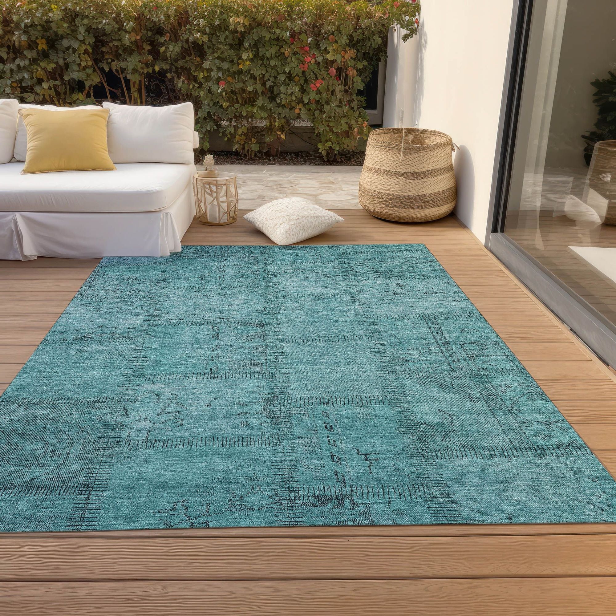 Machine Made ACN685 Teal  Rugs #color_teal 