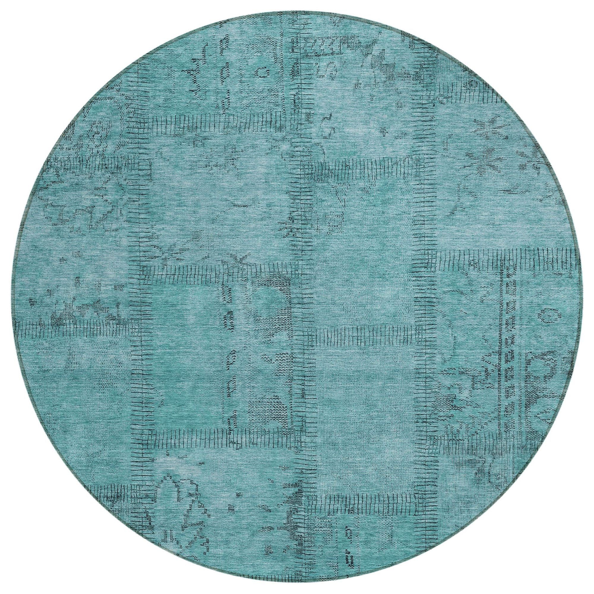 Machine Made ACN685 Teal  Rugs #color_teal 