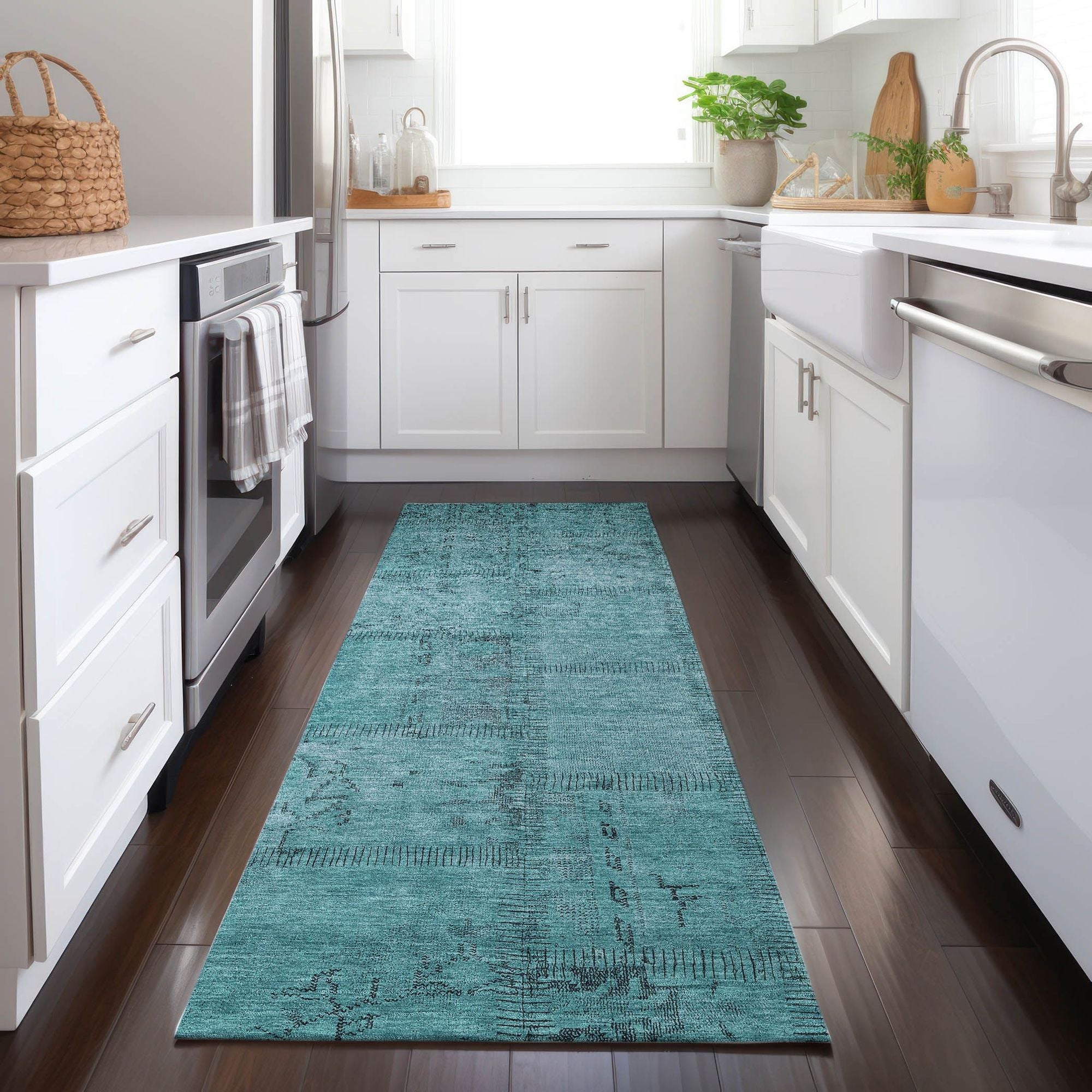 Machine Made ACN685 Teal  Rugs #color_teal 