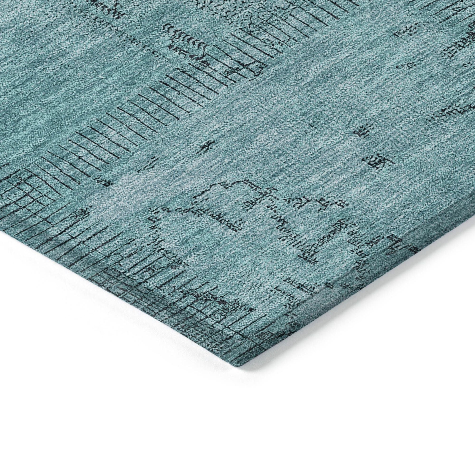 Machine Made ACN685 Teal  Rugs #color_teal 