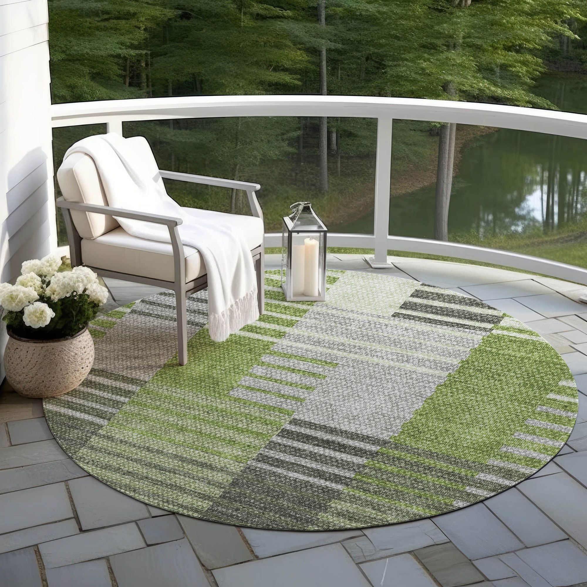 Machine Made ACN687 Green  Rugs #color_green 