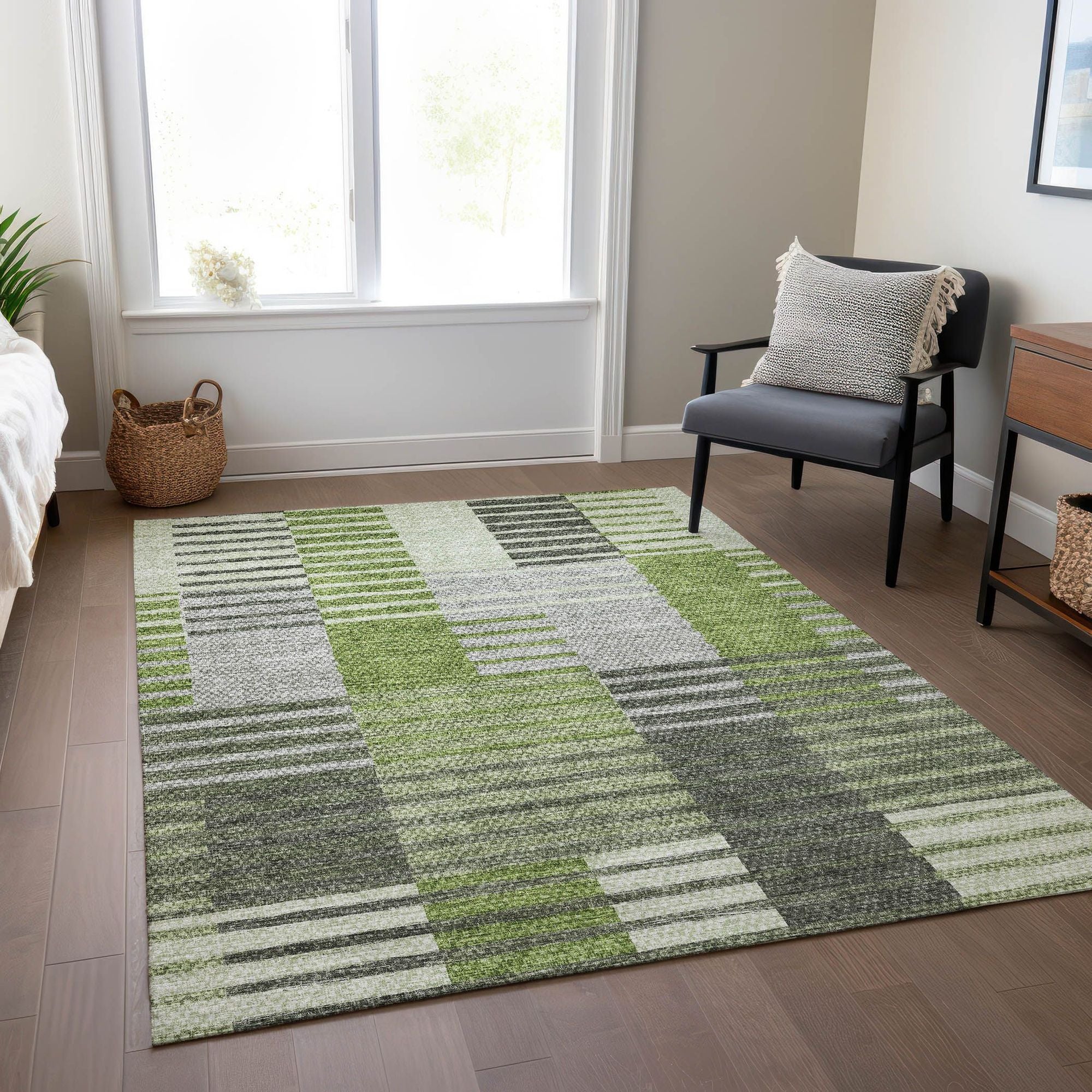 Machine Made ACN687 Green  Rugs #color_green 