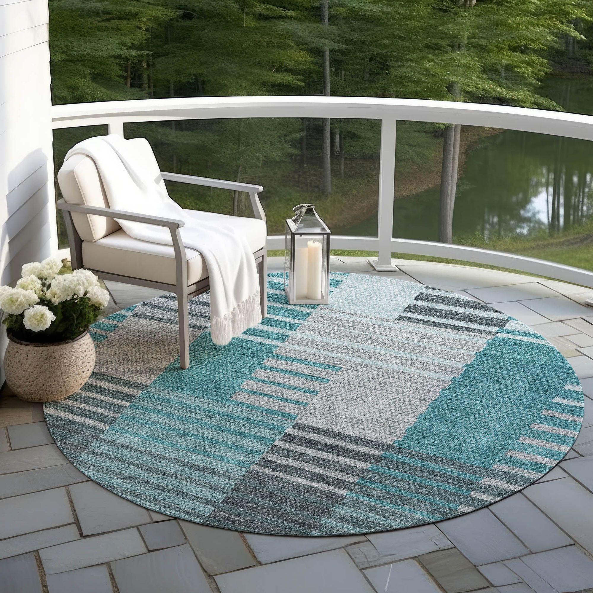 Machine Made ACN687 Teal  Rugs #color_teal 