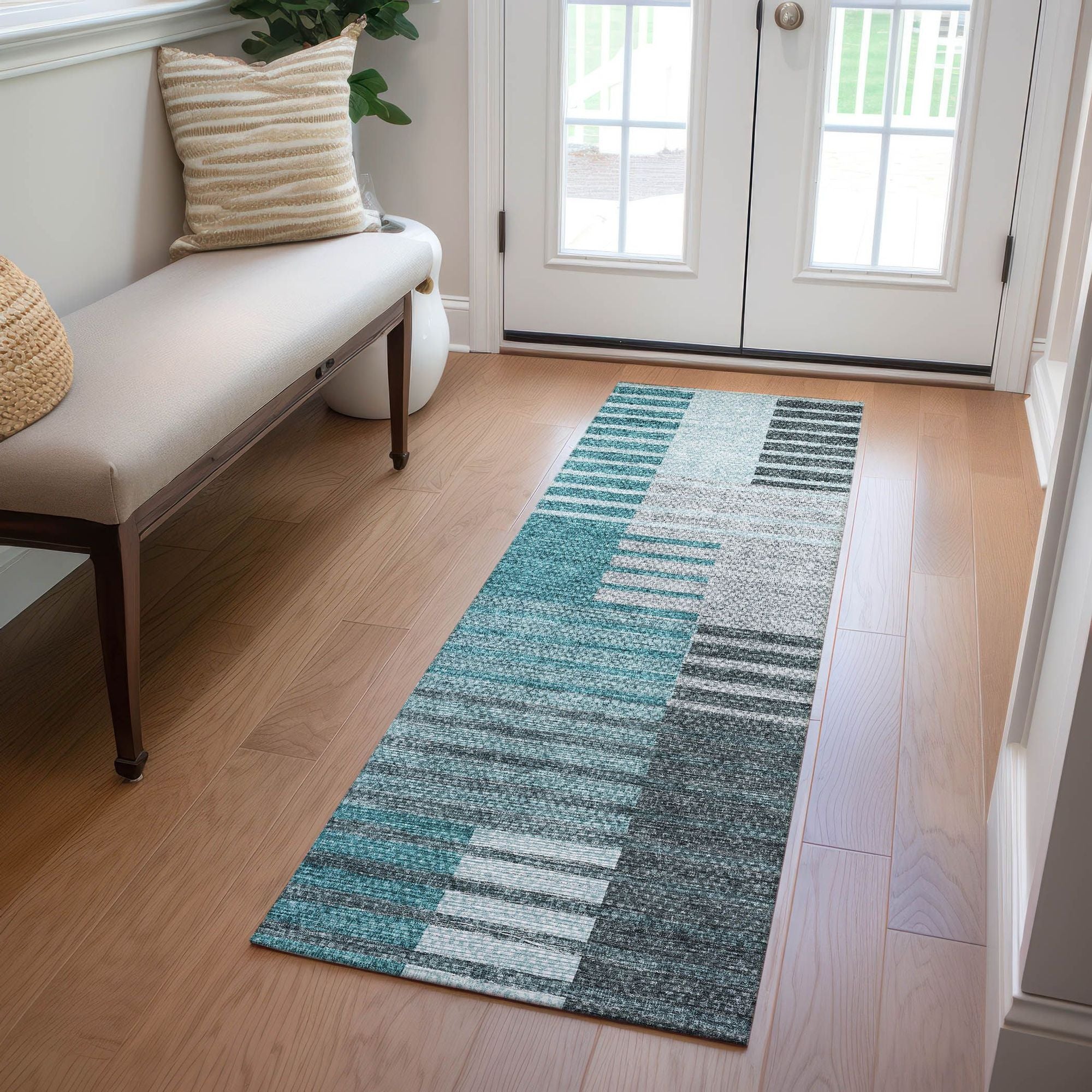 Machine Made ACN687 Teal  Rugs #color_teal 