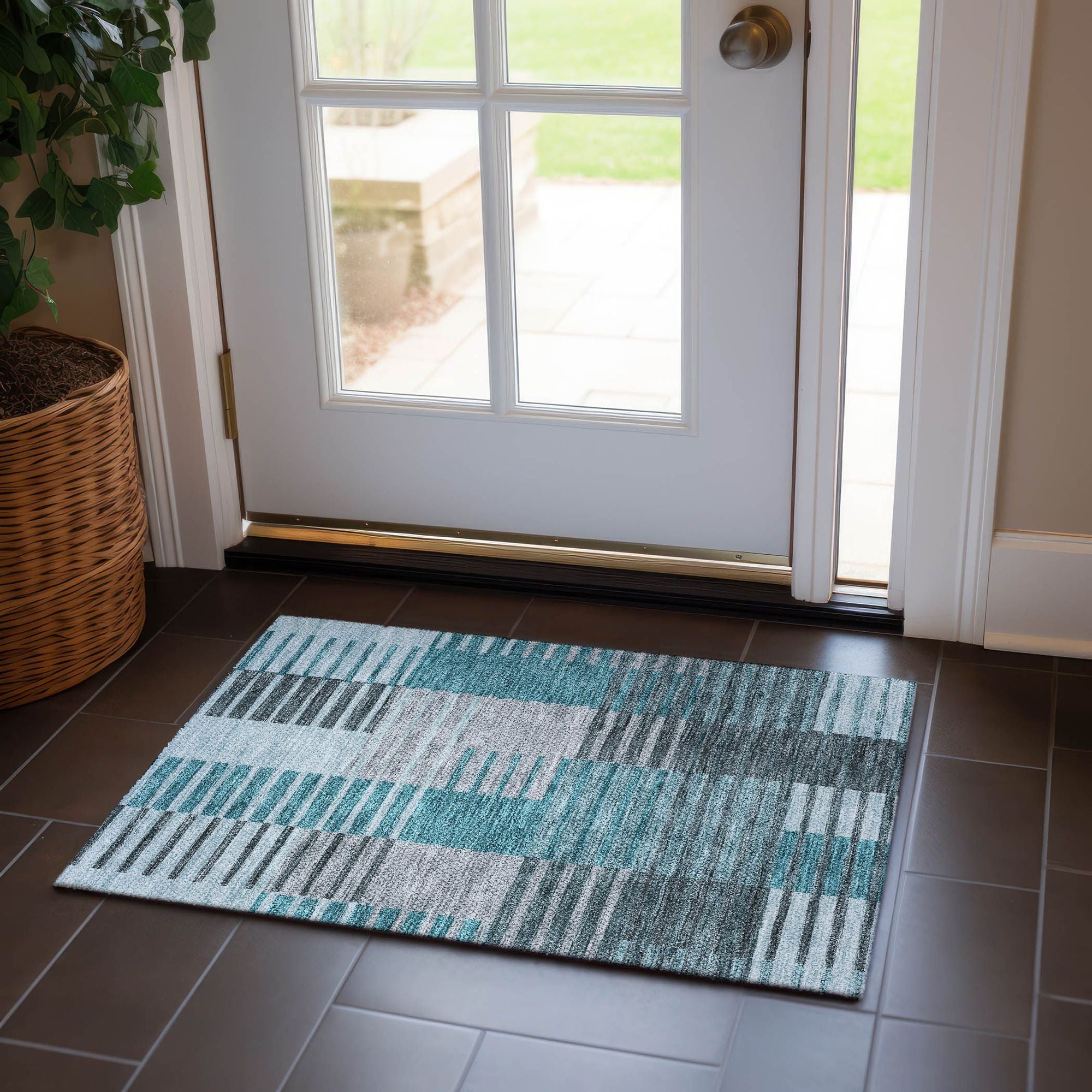 Machine Made ACN687 Teal  Rugs #color_teal 