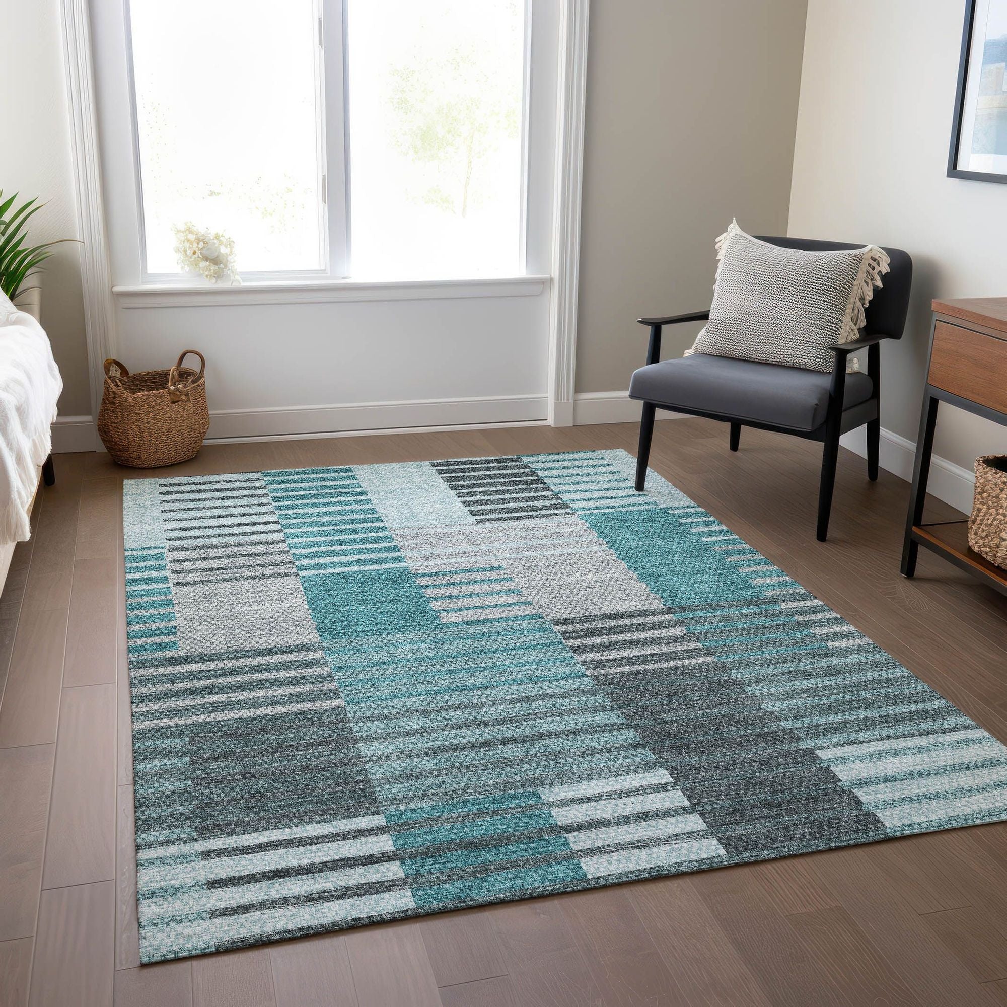 Machine Made ACN687 Teal  Rugs #color_teal 