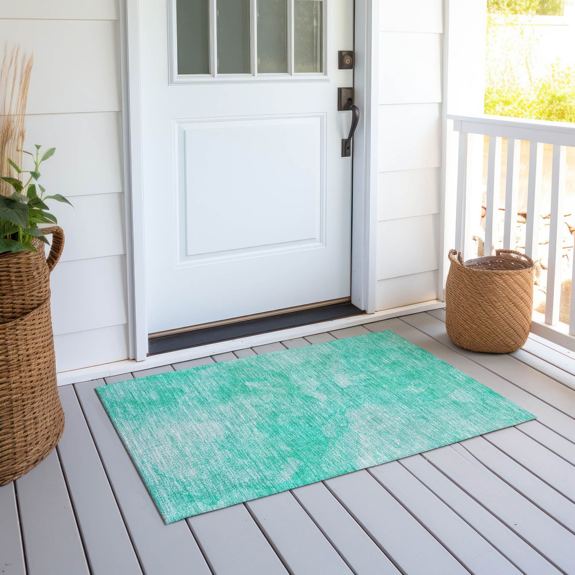 Machine Made ACN688 Teal  Rugs #color_teal 