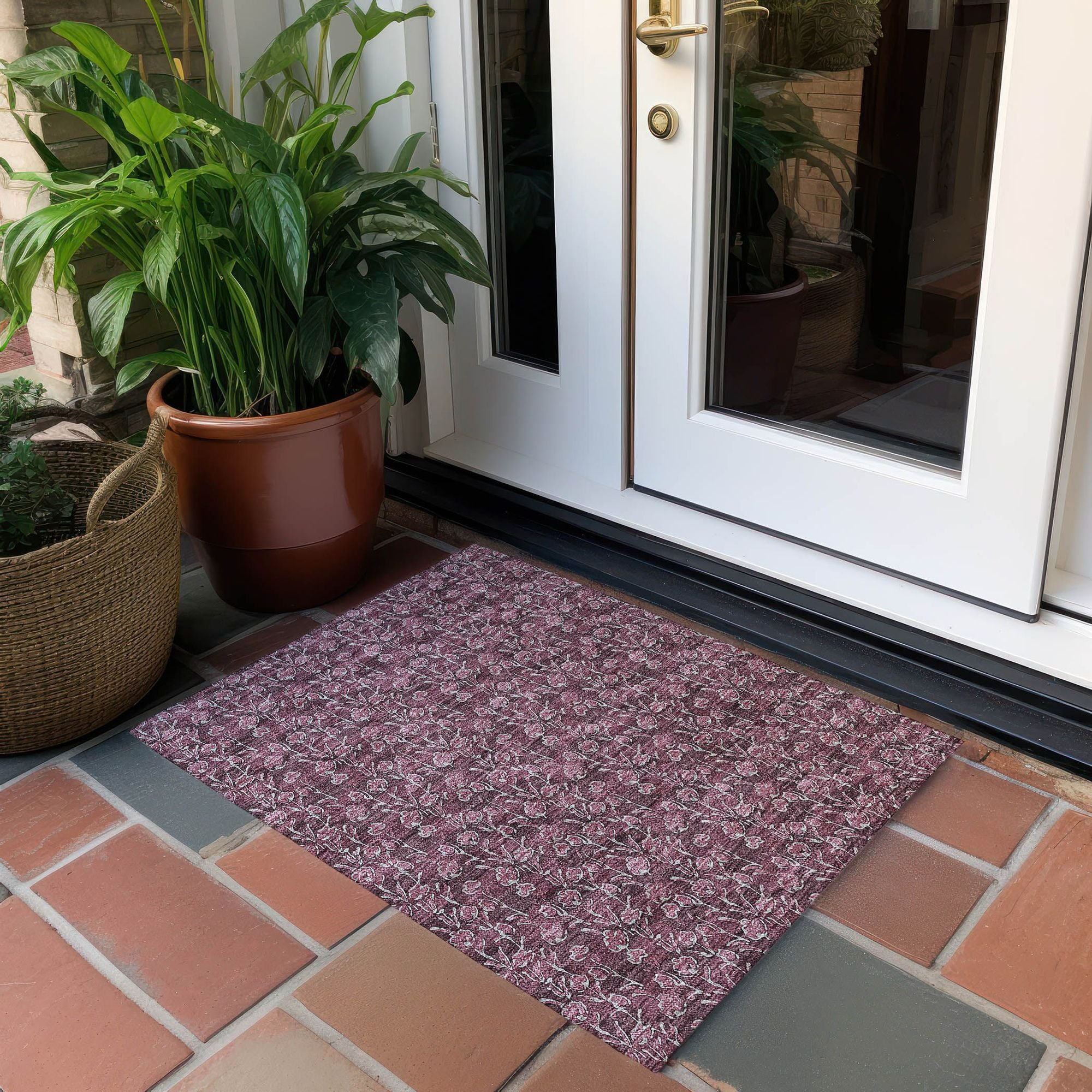 Machine Made ACN692 Merlot Red Rugs #color_merlot red