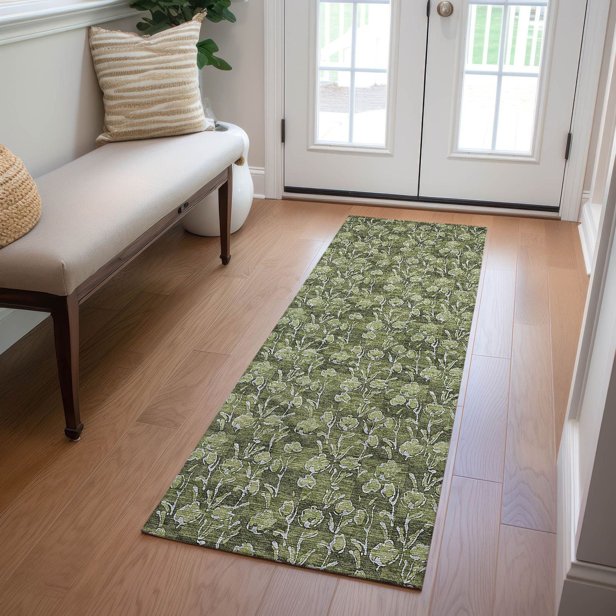 Machine Made ACN692 Olive Green Rugs #color_olive green