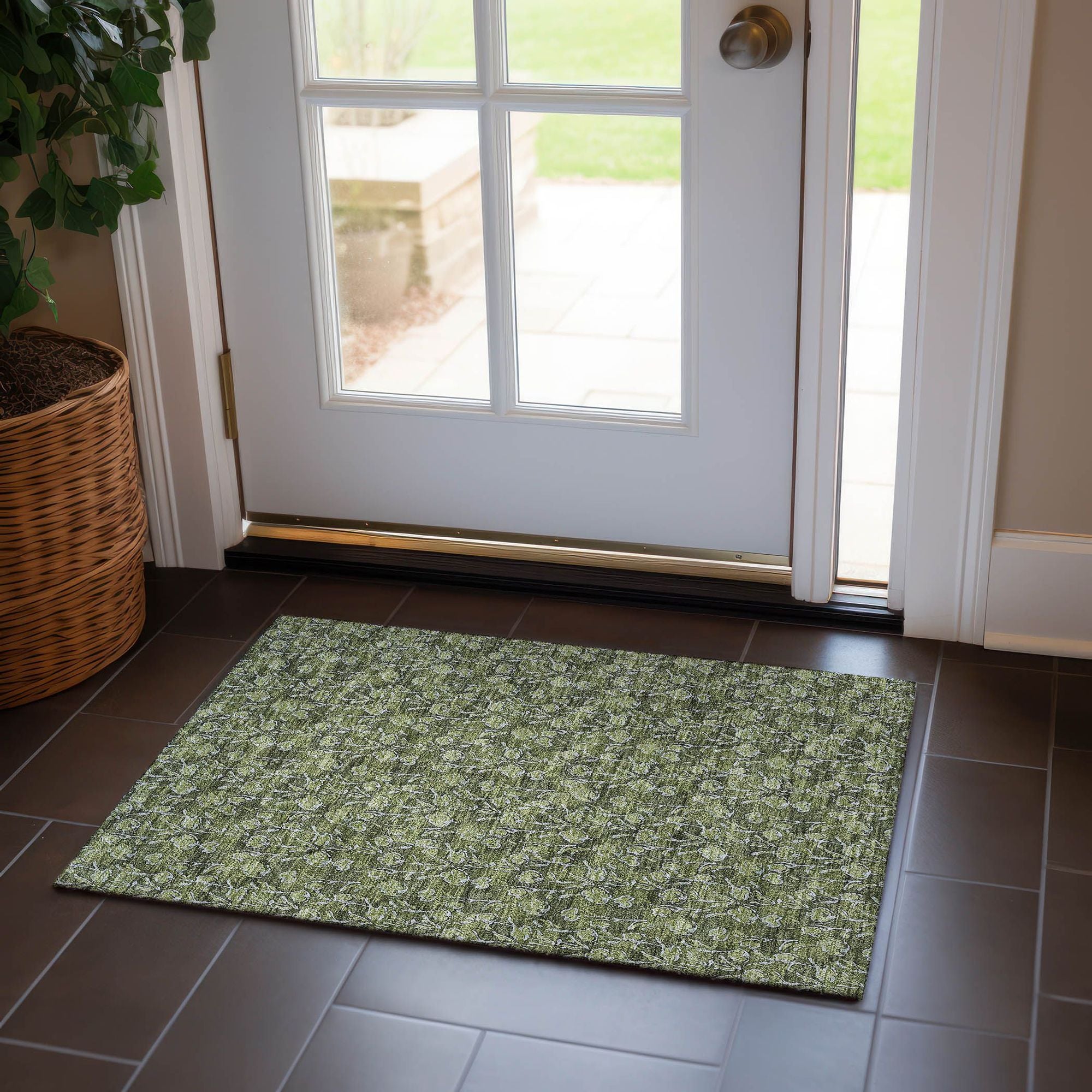 Machine Made ACN692 Olive Green Rugs #color_olive green