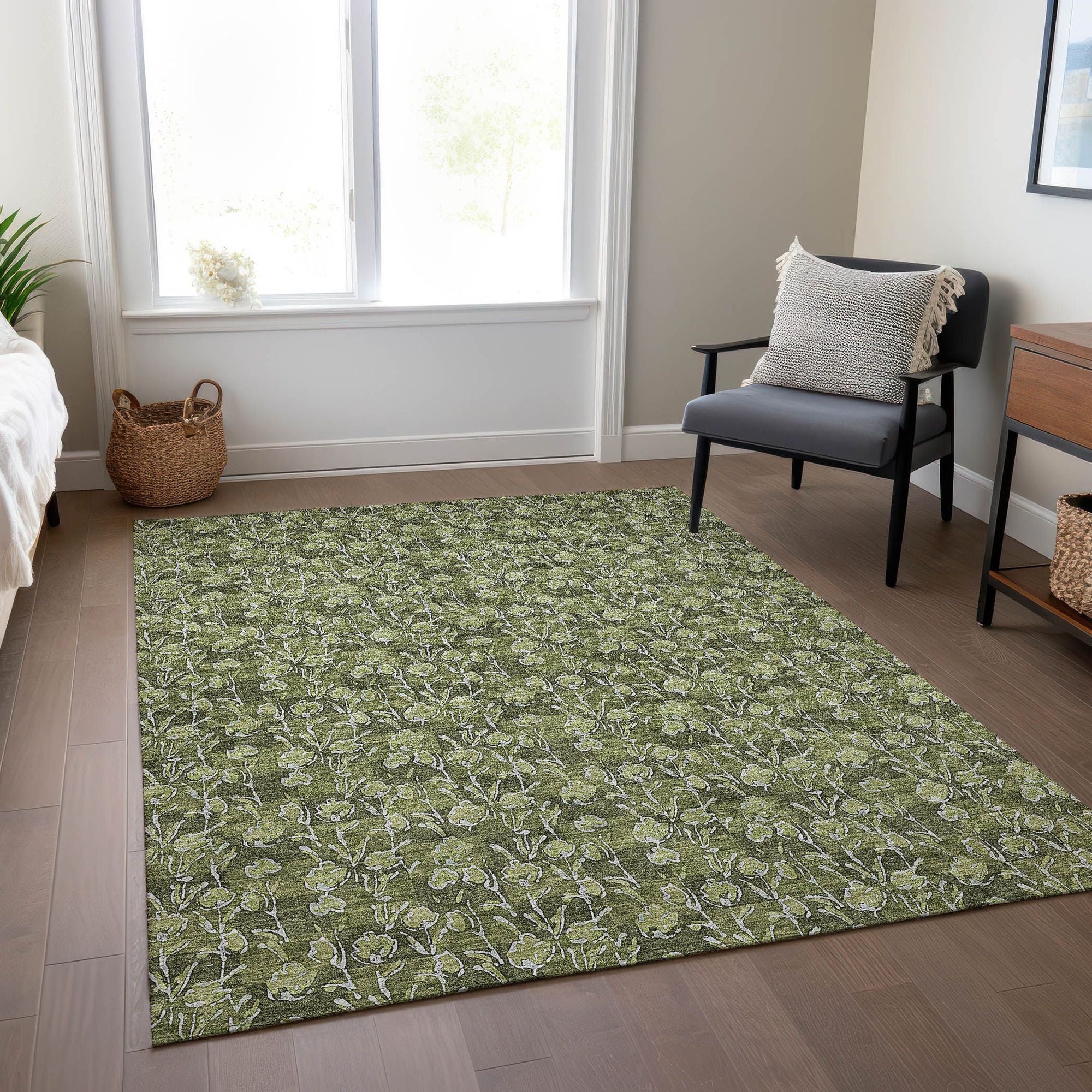 Machine Made ACN692 Olive Green Rugs #color_olive green