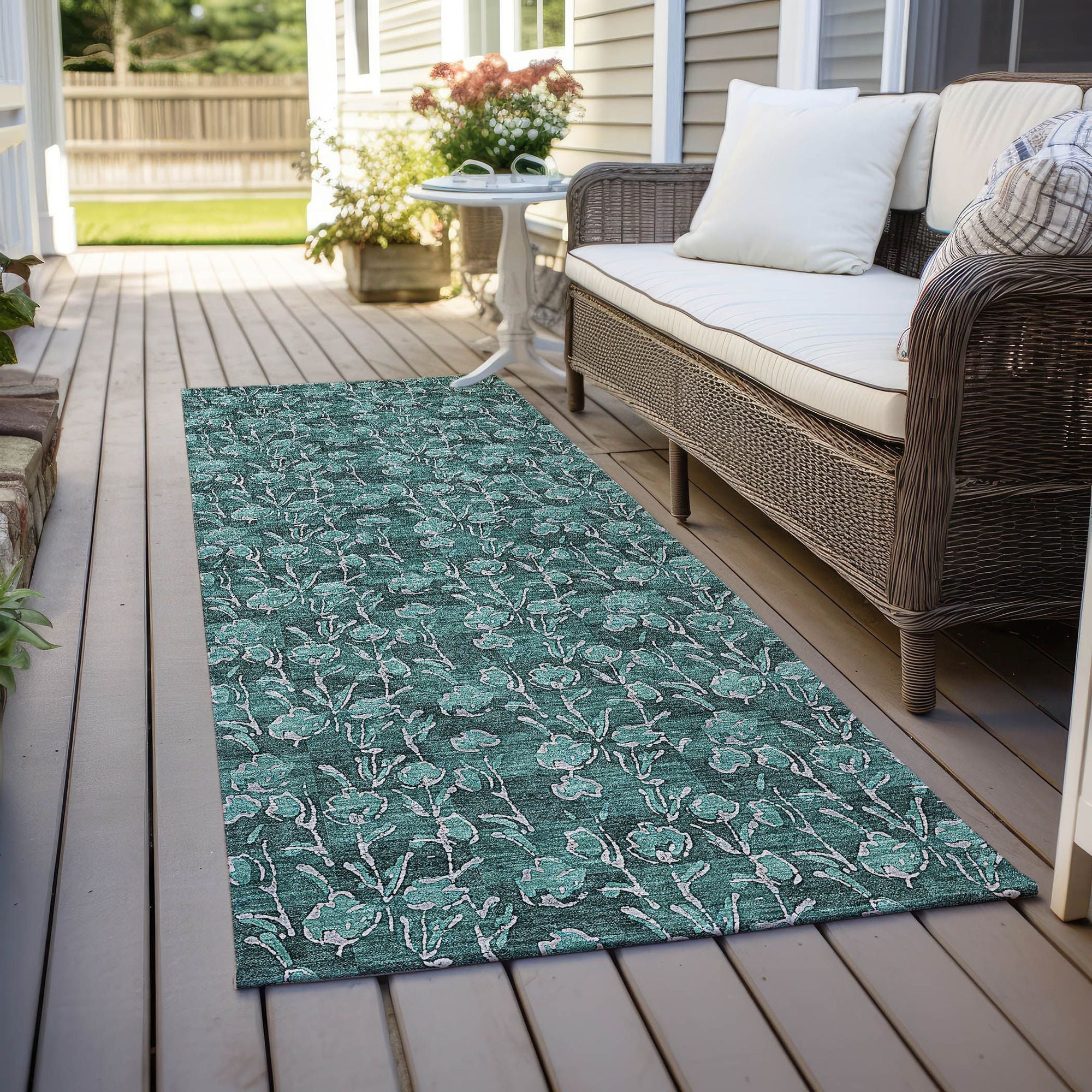 Machine Made ACN692 Teal  Rugs #color_teal 