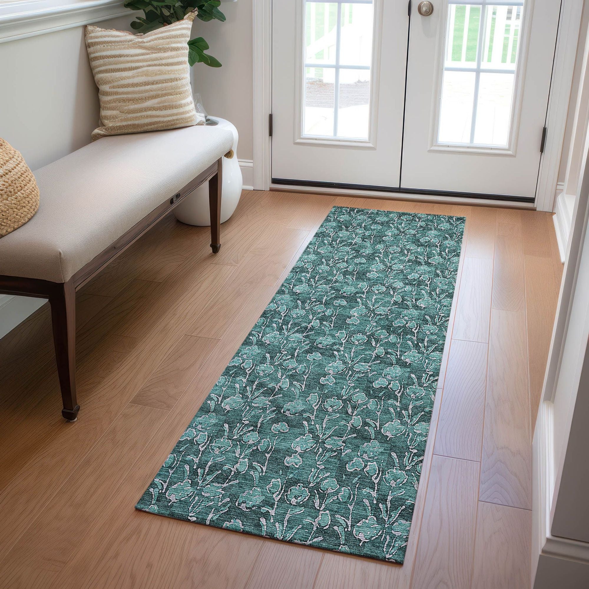 Machine Made ACN692 Teal  Rugs #color_teal 