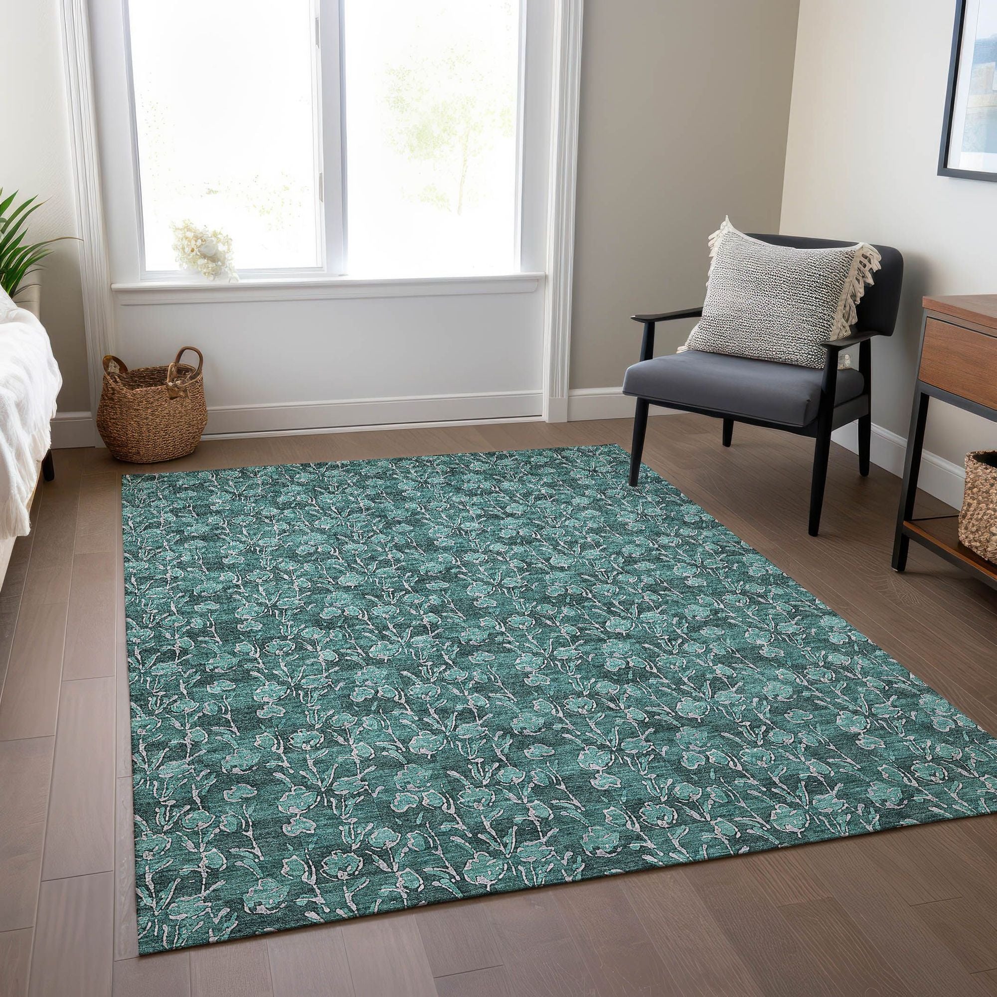 Machine Made ACN692 Teal  Rugs #color_teal 