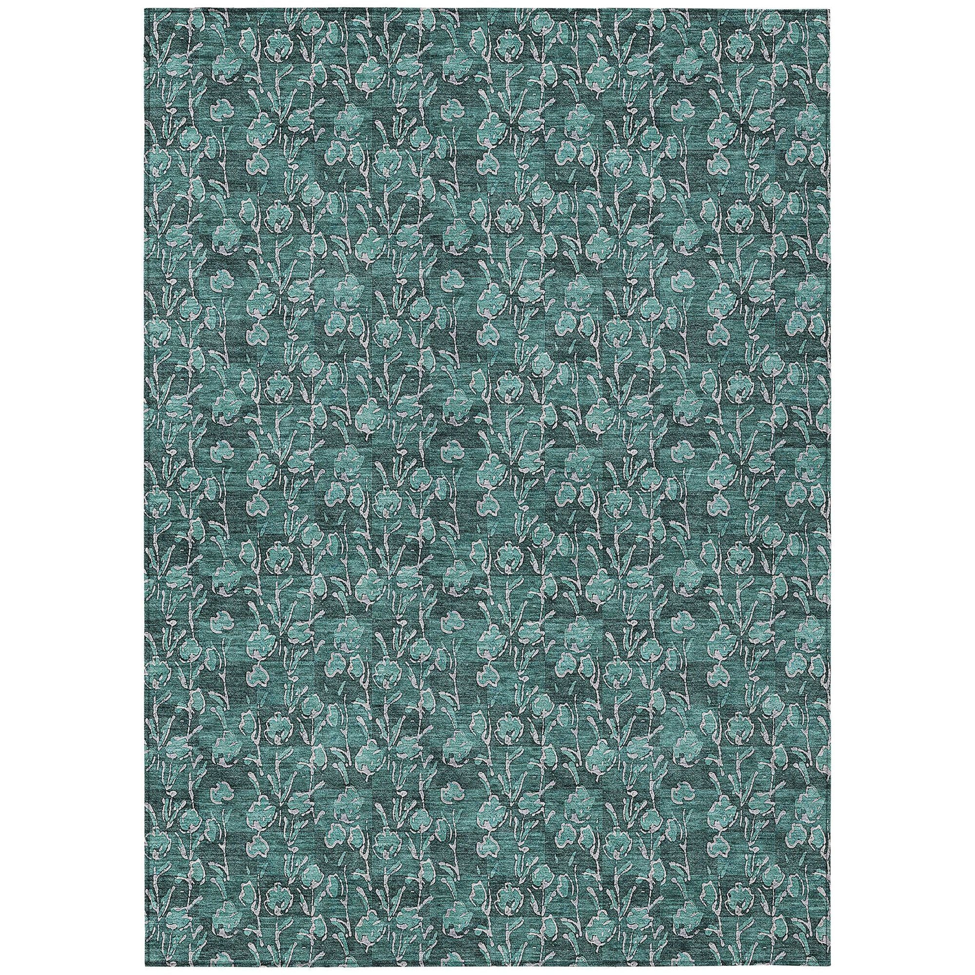 Machine Made ACN692 Teal  Rugs #color_teal 