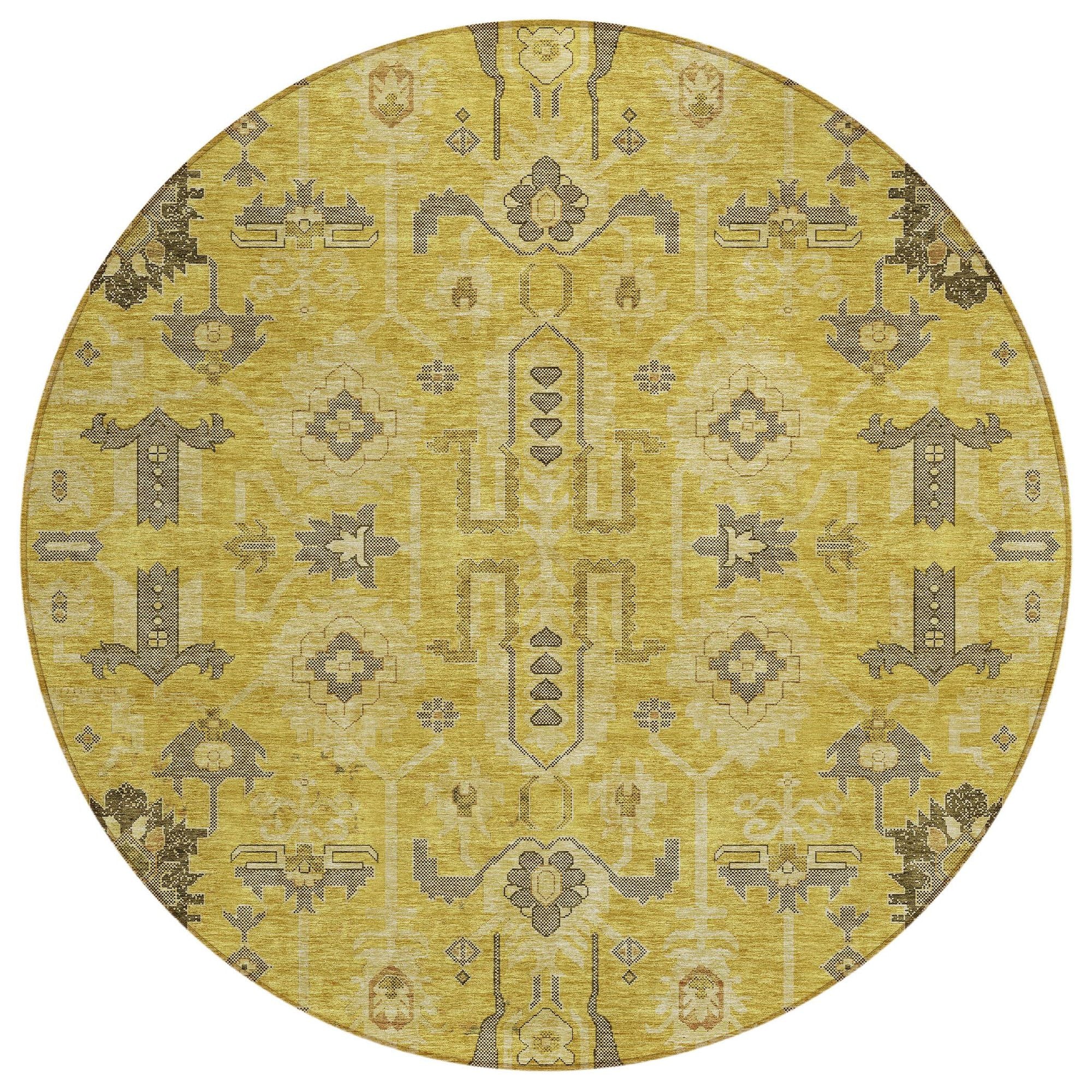 Machine Made ACN697 Gold  Rugs #color_gold 