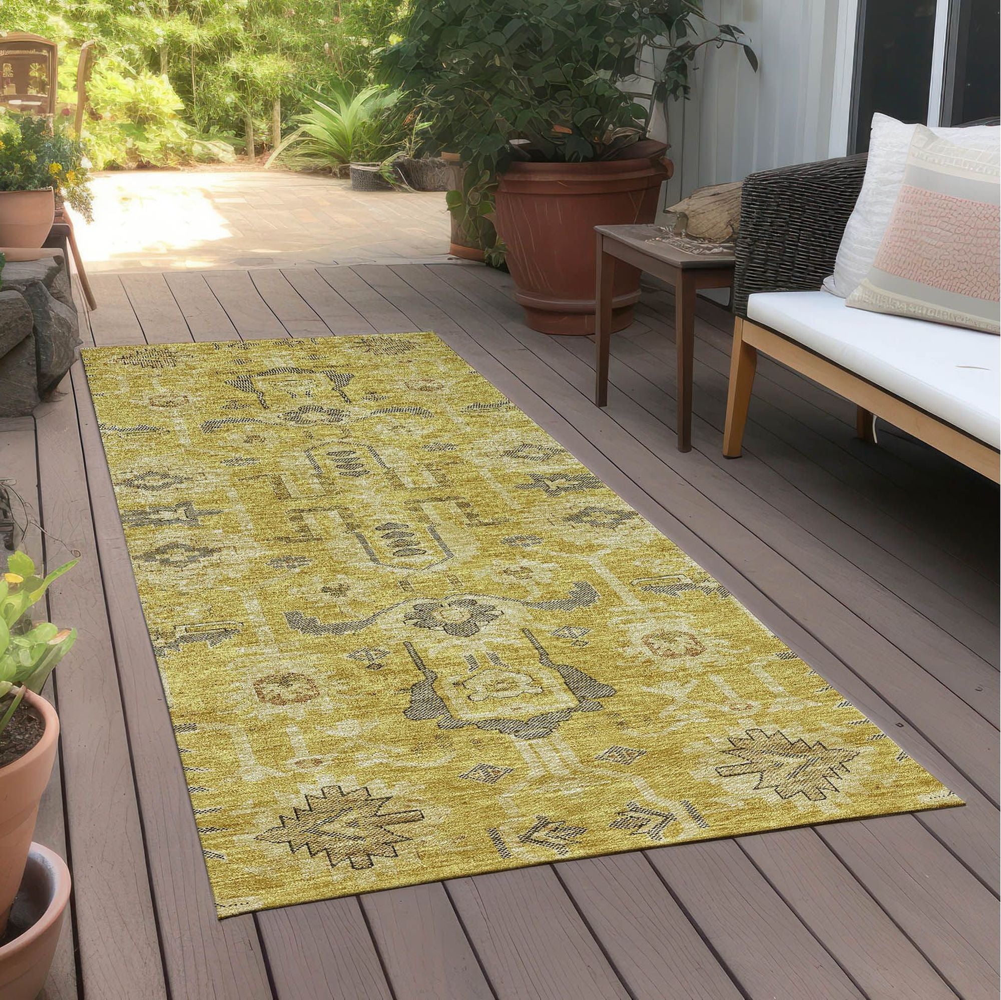 Machine Made ACN697 Gold  Rugs #color_gold 