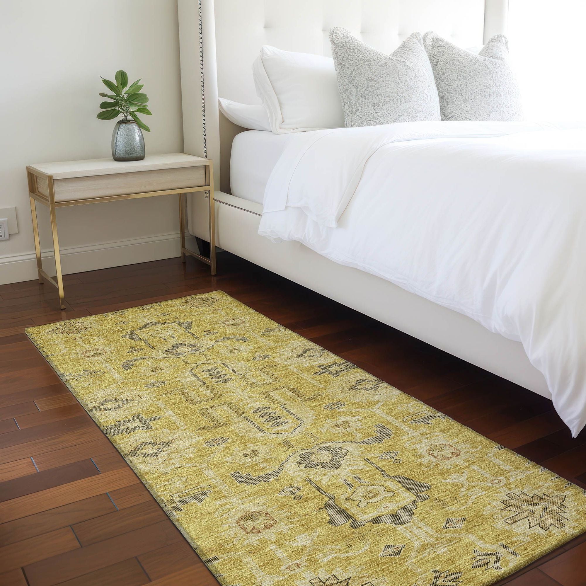 Machine Made ACN697 Gold  Rugs #color_gold 