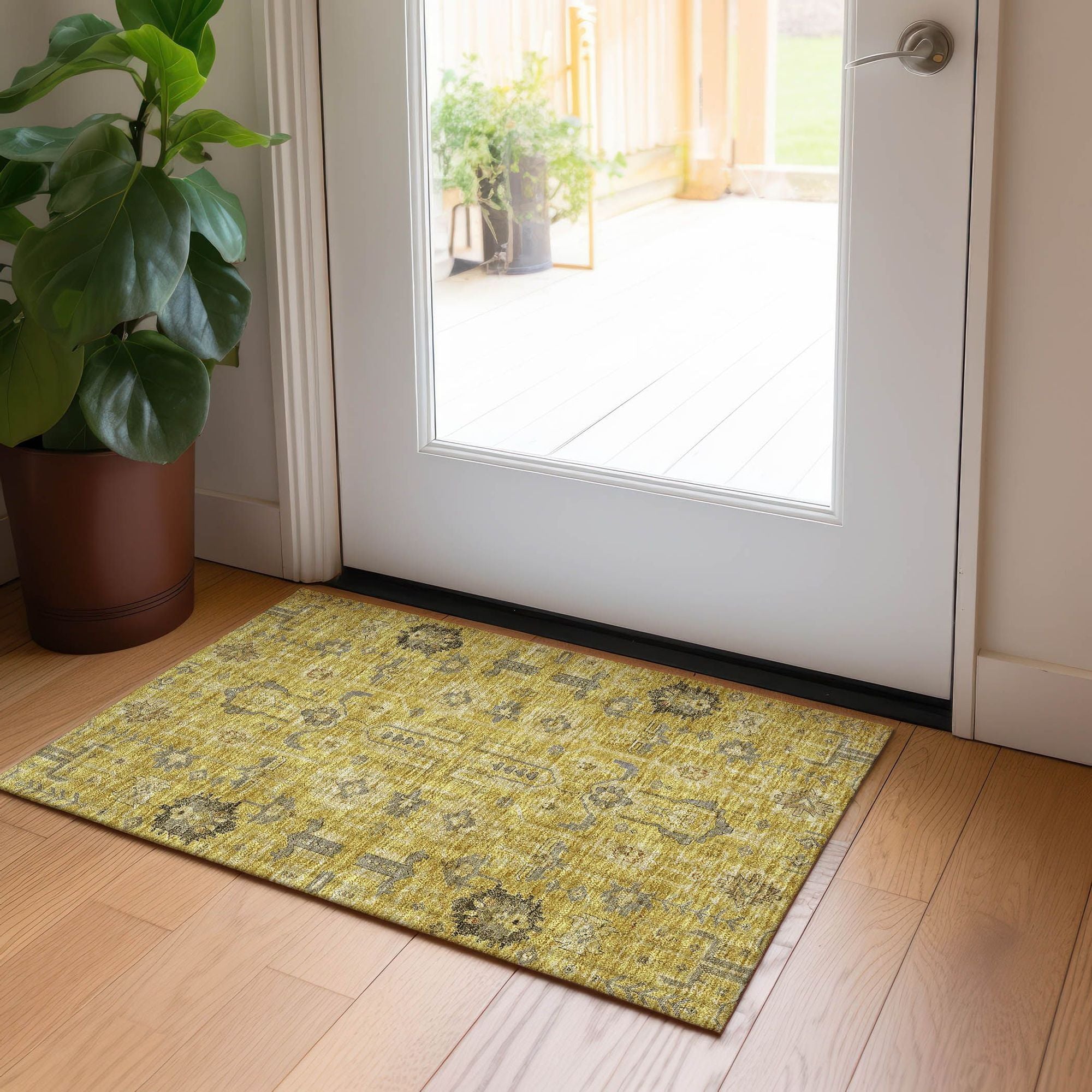 Machine Made ACN697 Gold  Rugs #color_gold 