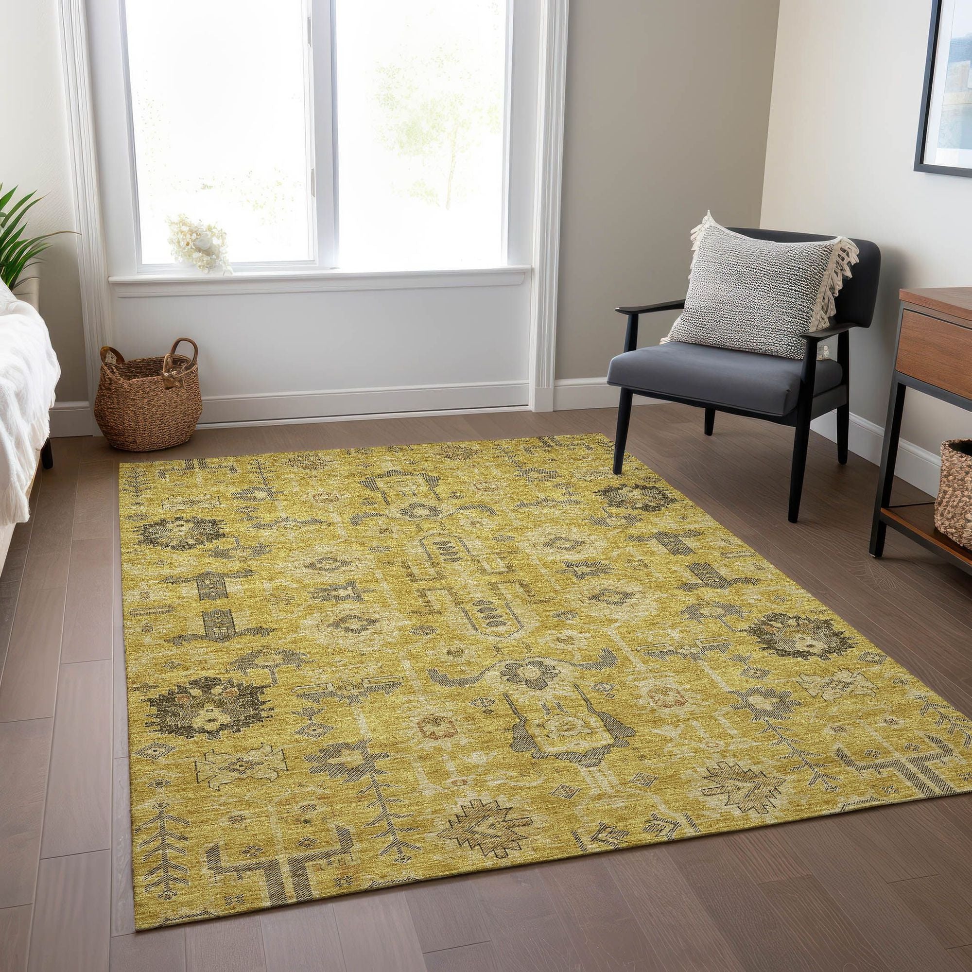 Machine Made ACN697 Gold  Rugs #color_gold 