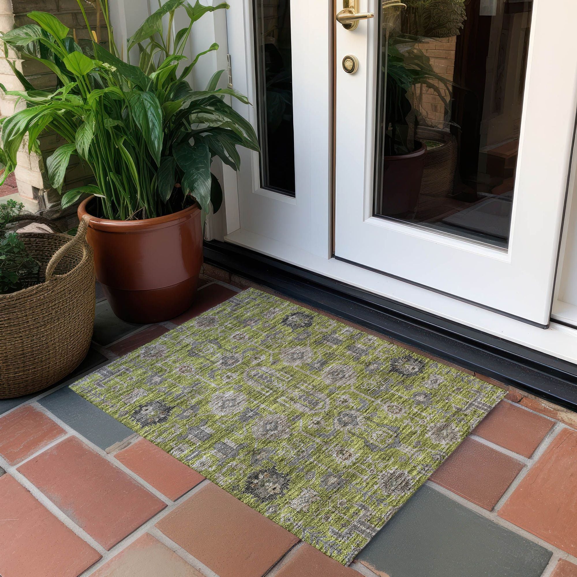 Machine Made ACN697 Olive Green Rugs #color_olive green