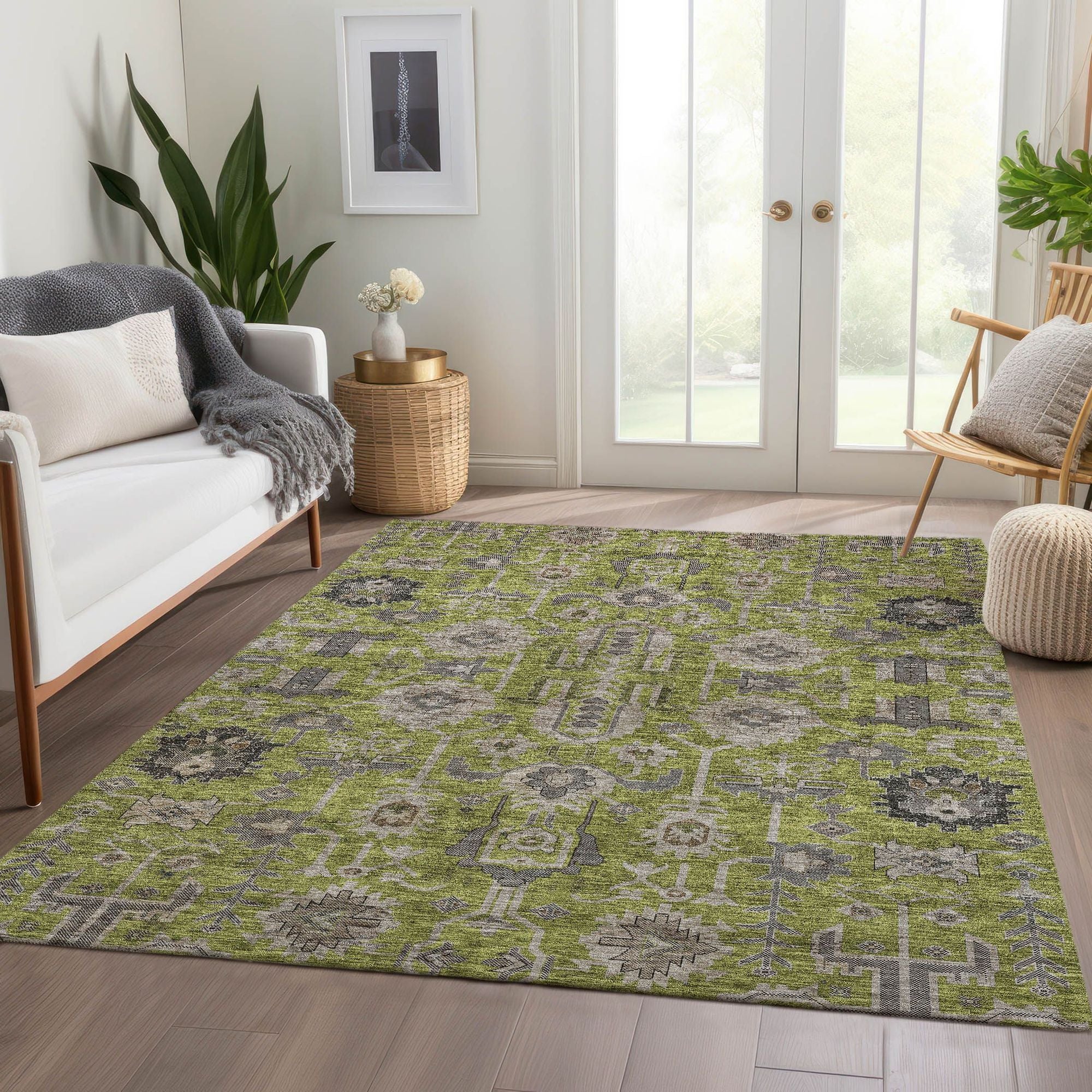 Machine Made ACN697 Olive Green Rugs #color_olive green