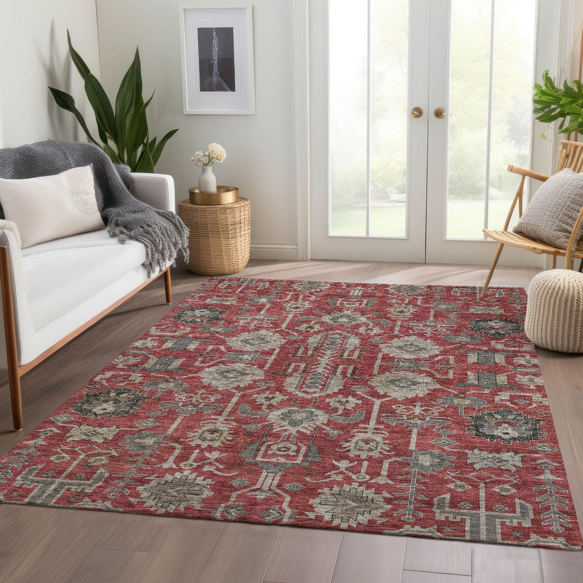 Machine Made ACN697 Red  Rugs #color_red 