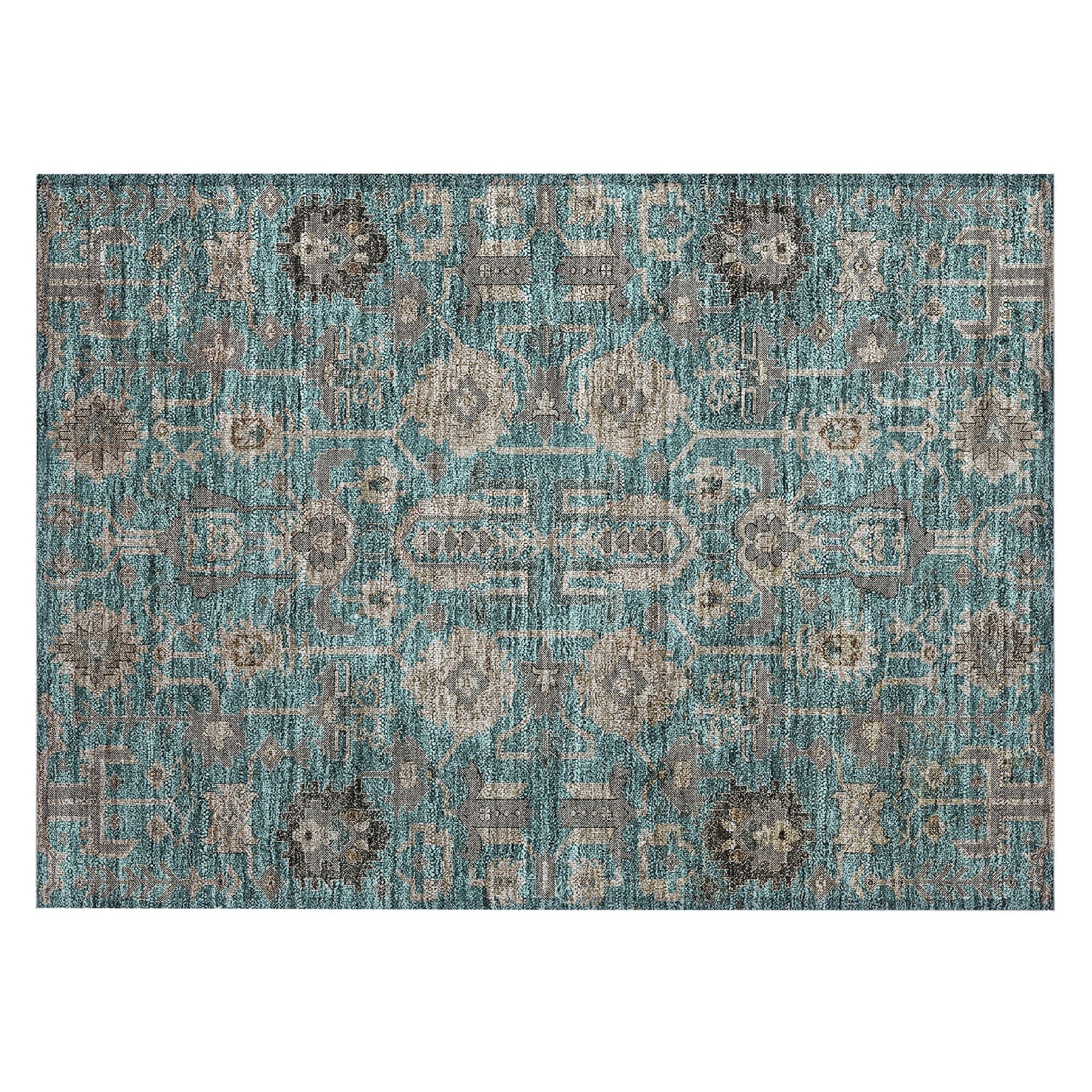 Machine Made ACN697 Teal  Rugs #color_teal 