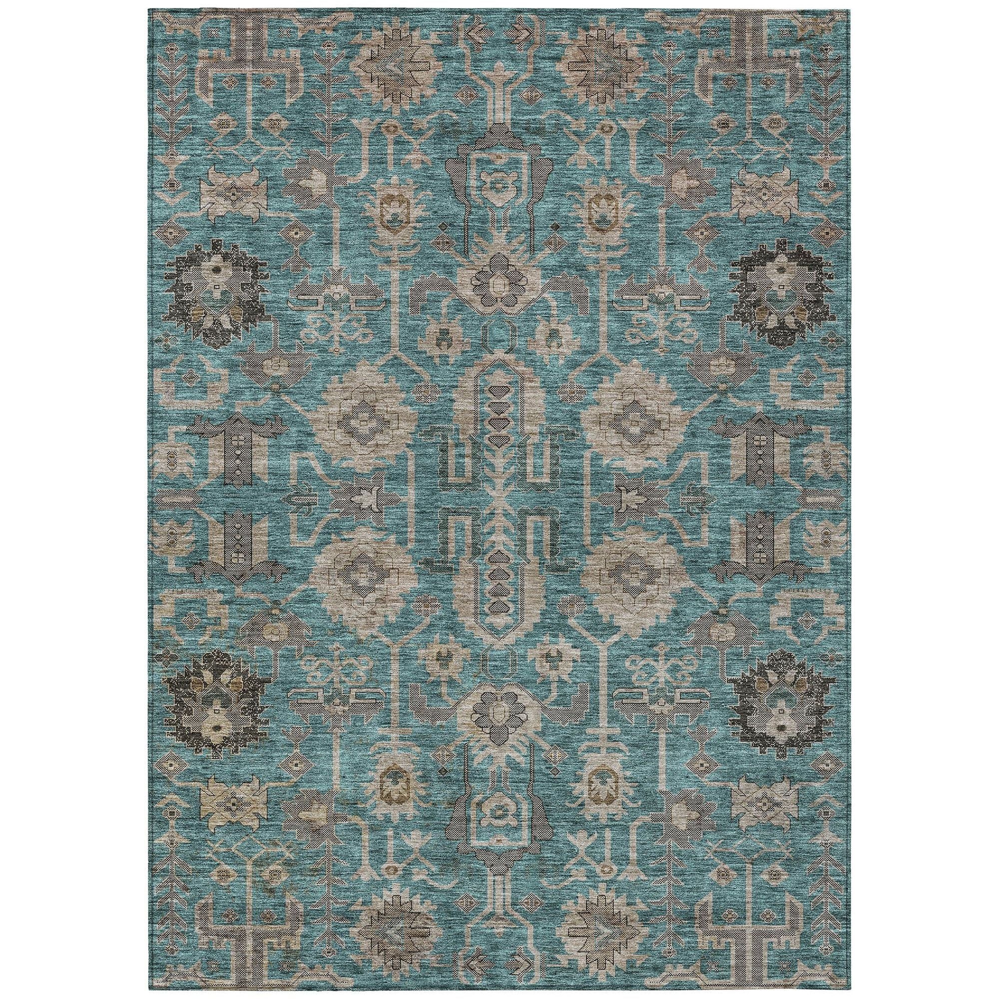 Machine Made ACN697 Teal  Rugs #color_teal 