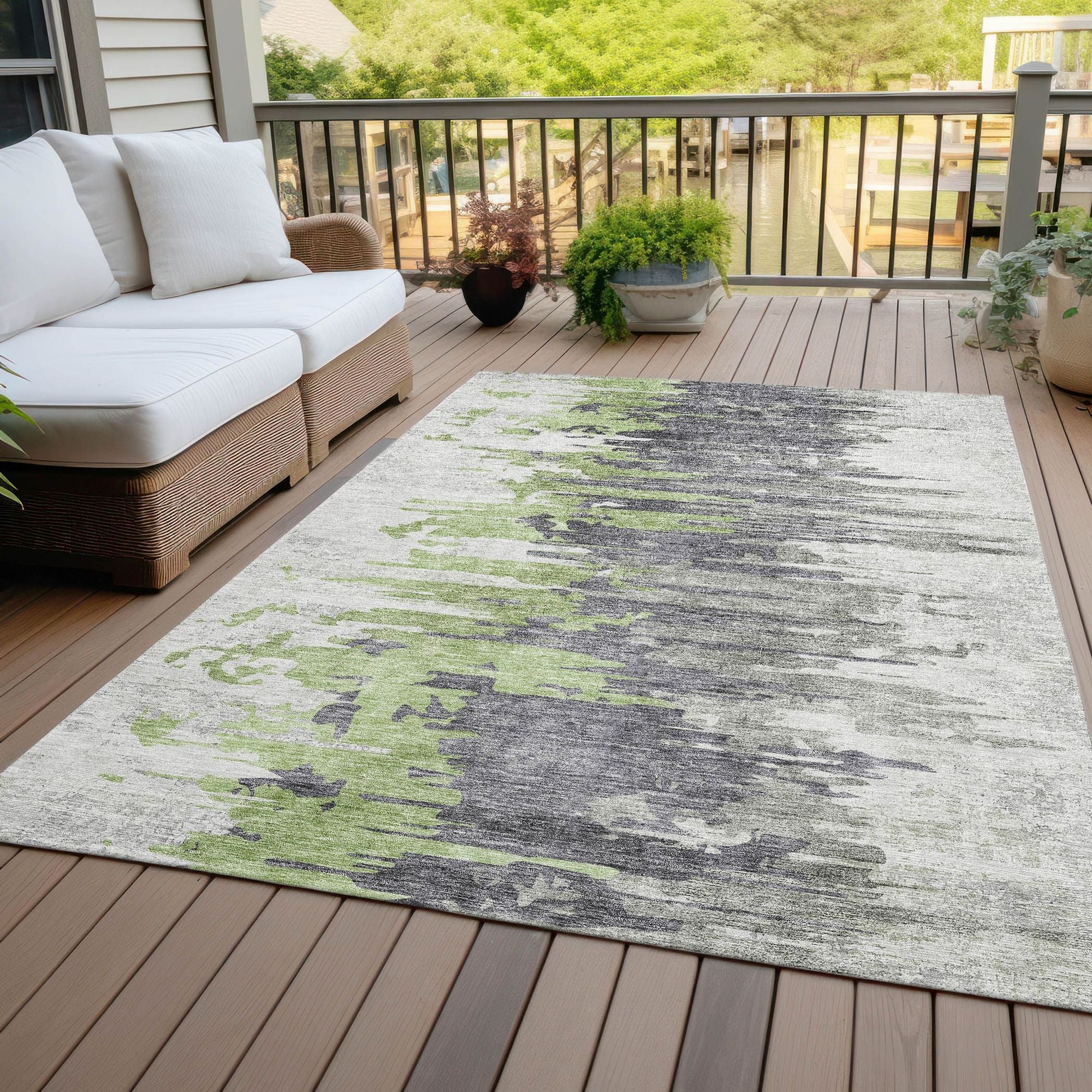 Machine Made ACN704 Green  Rugs #color_green 