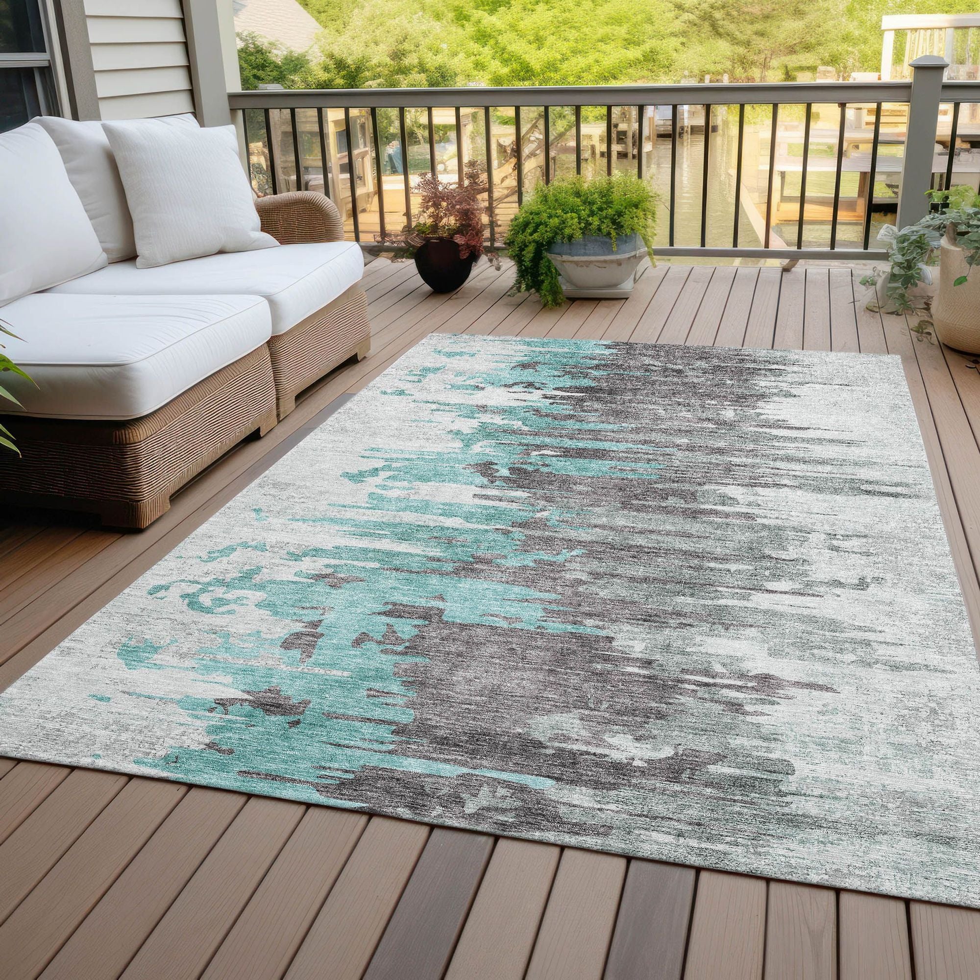 Machine Made ACN704 Teal  Rugs #color_teal 