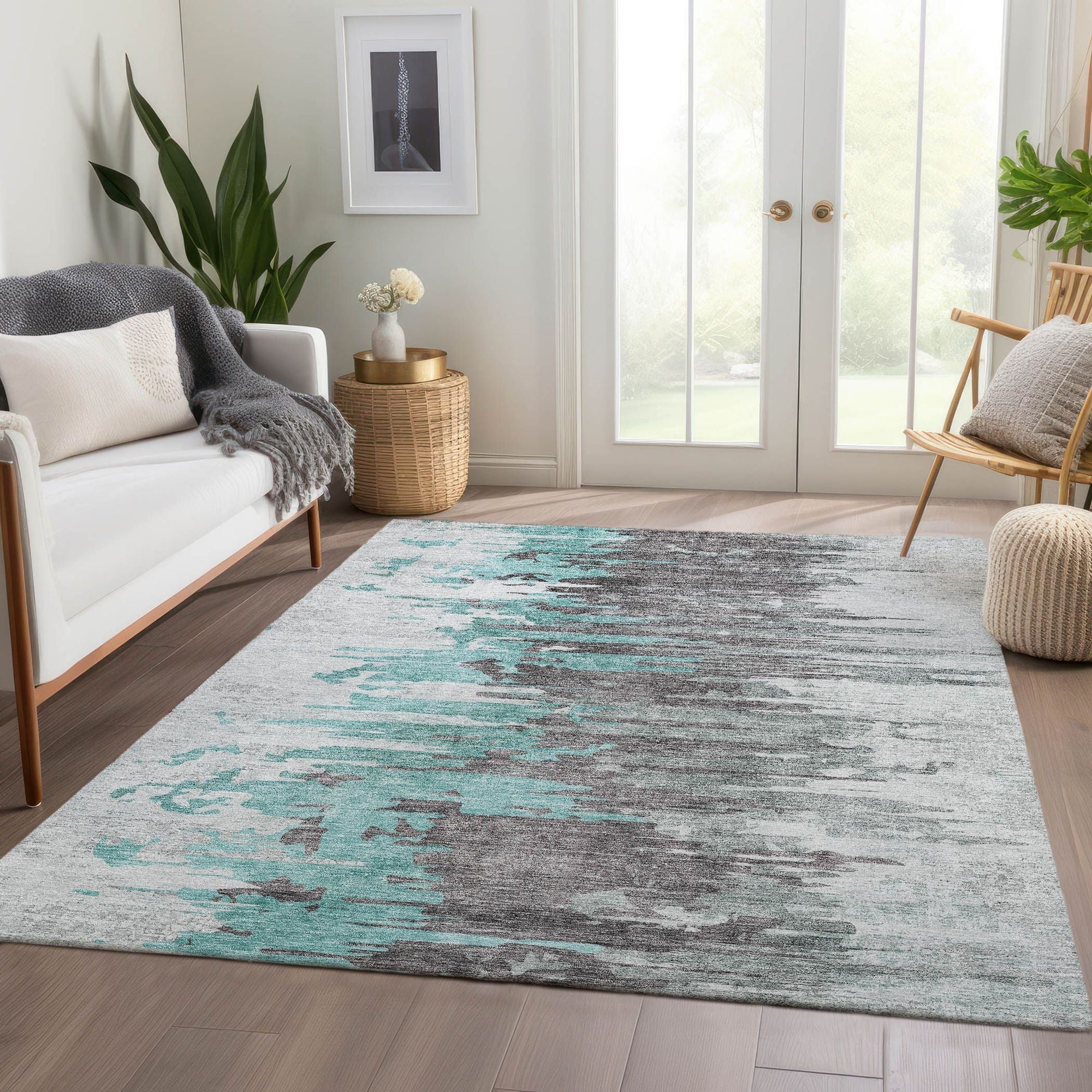 Machine Made ACN704 Teal  Rugs #color_teal 